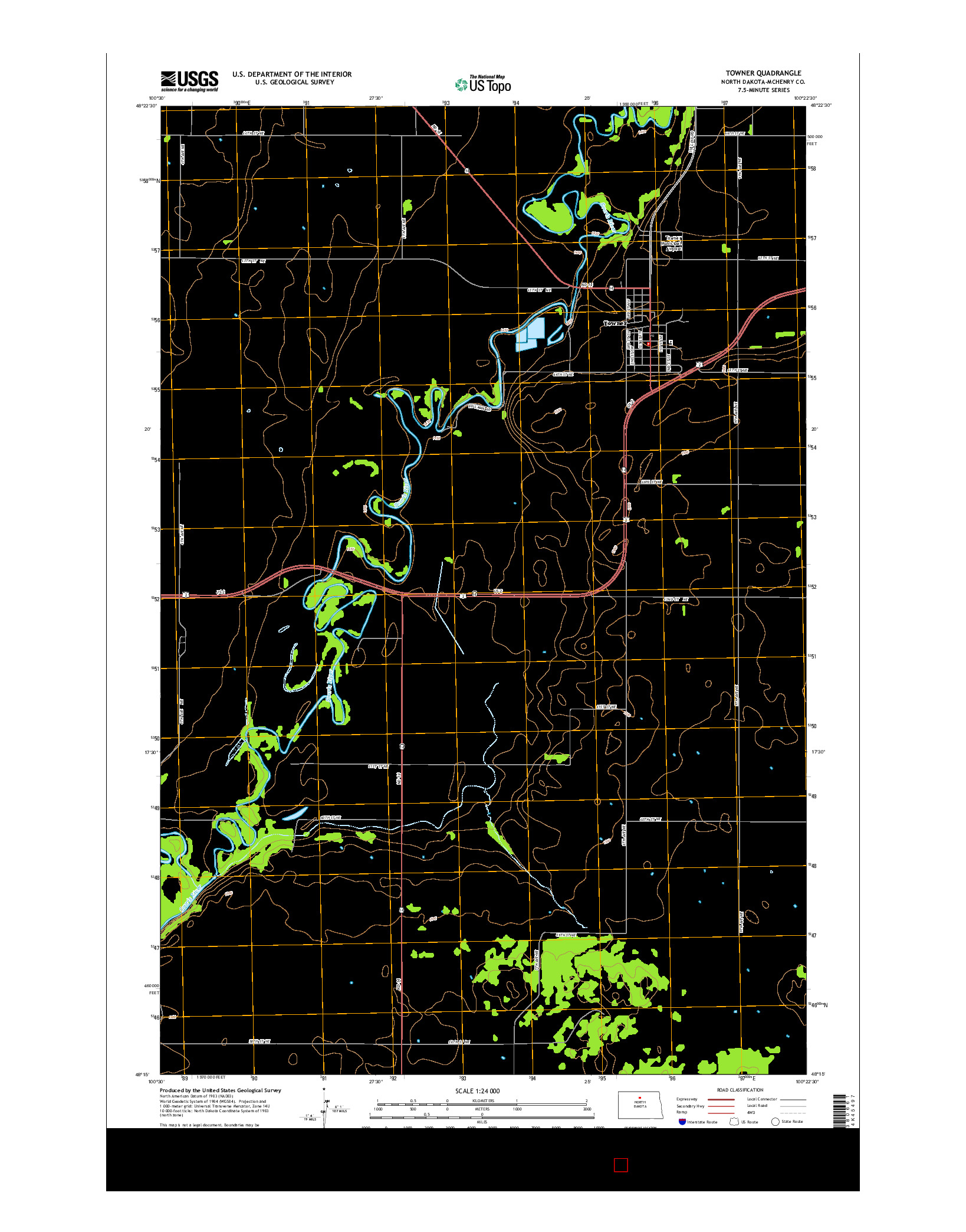 USGS US TOPO 7.5-MINUTE MAP FOR TOWNER, ND 2014