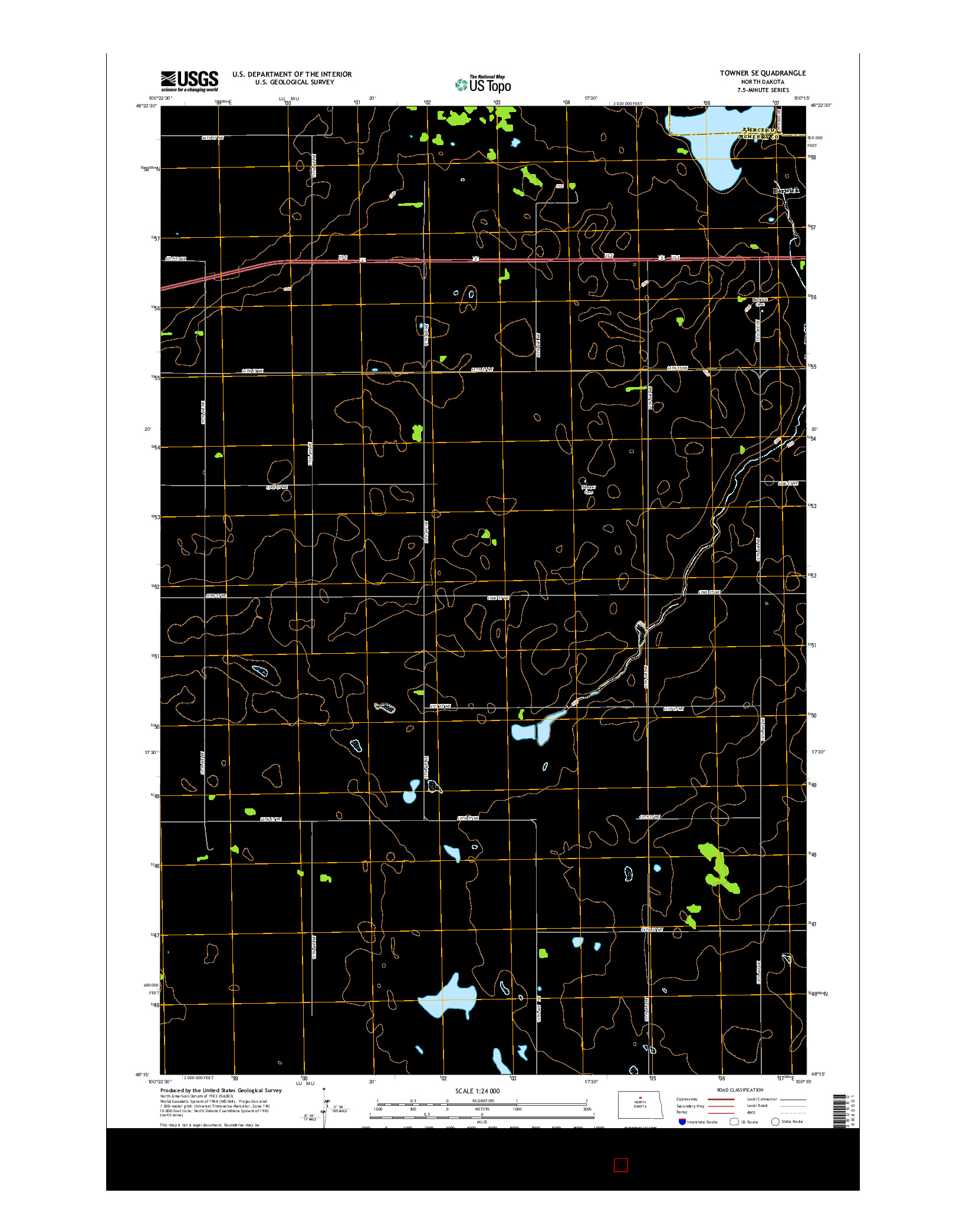 USGS US TOPO 7.5-MINUTE MAP FOR TOWNER SE, ND 2014