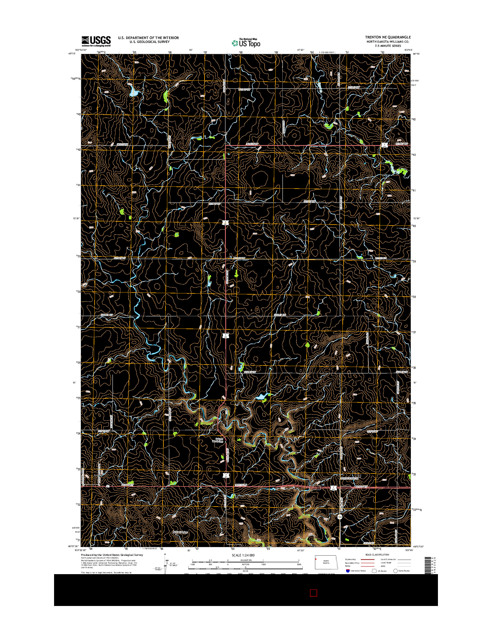 USGS US TOPO 7.5-MINUTE MAP FOR TRENTON NE, ND 2014