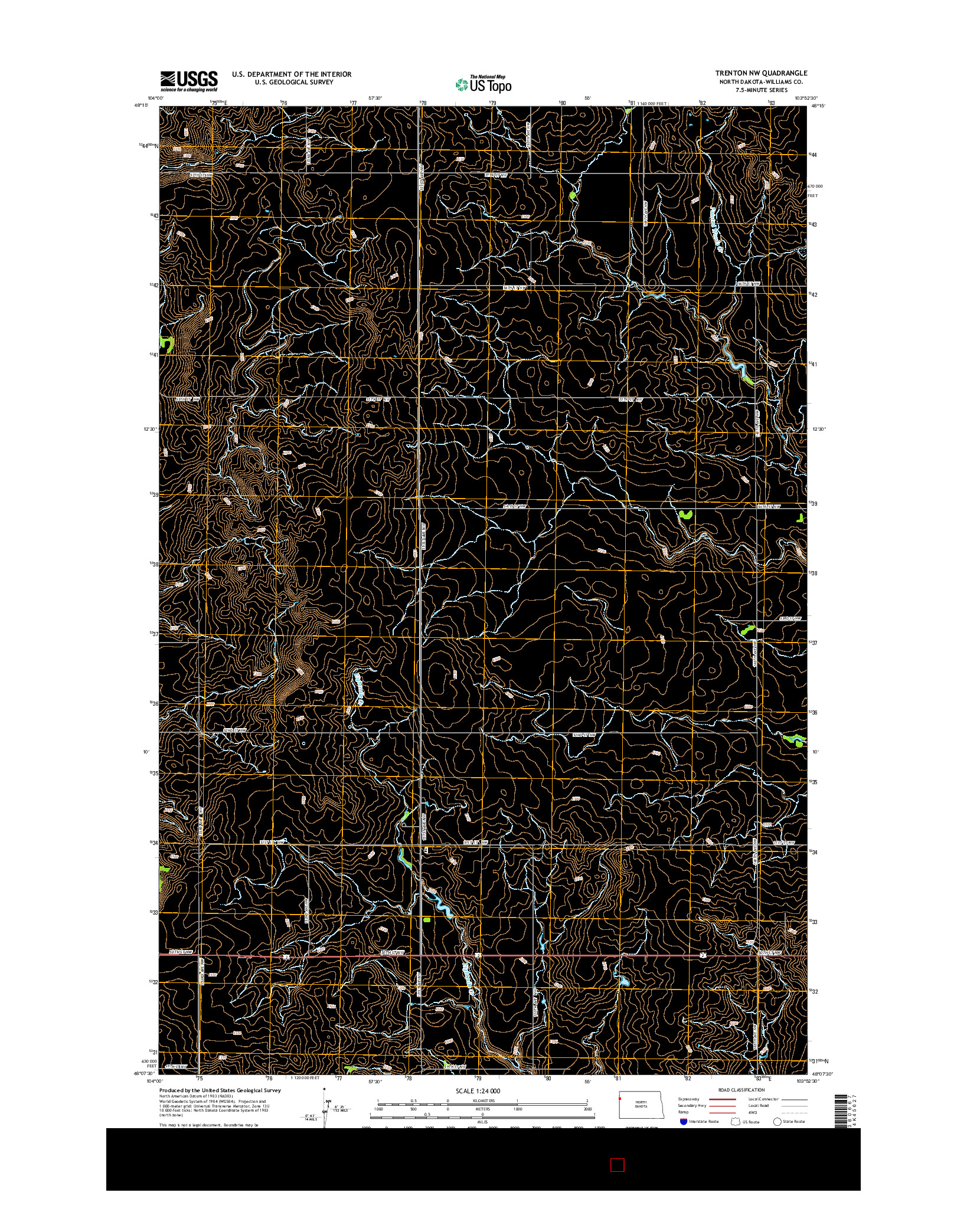 USGS US TOPO 7.5-MINUTE MAP FOR TRENTON NW, ND 2014