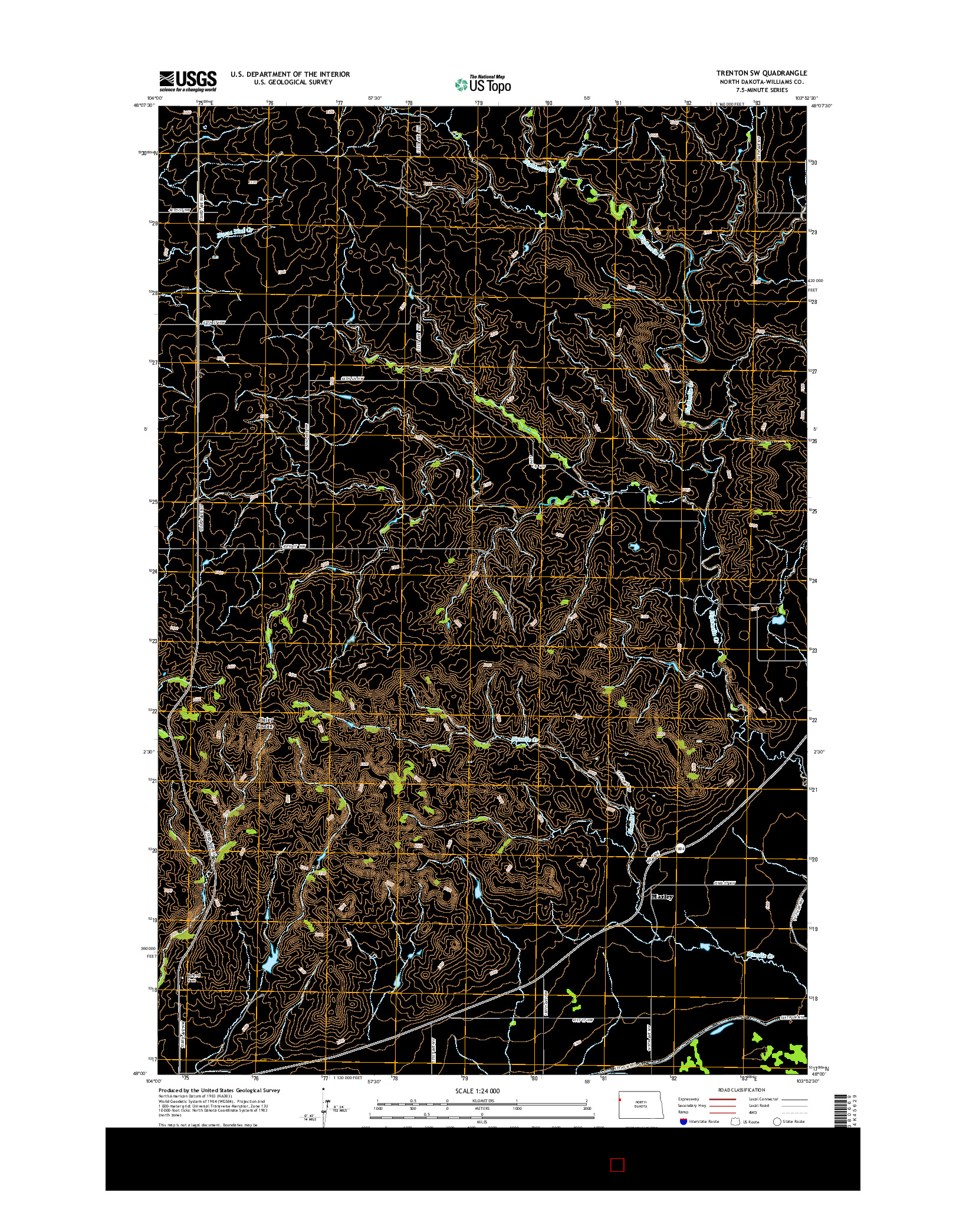 USGS US TOPO 7.5-MINUTE MAP FOR TRENTON SW, ND 2014