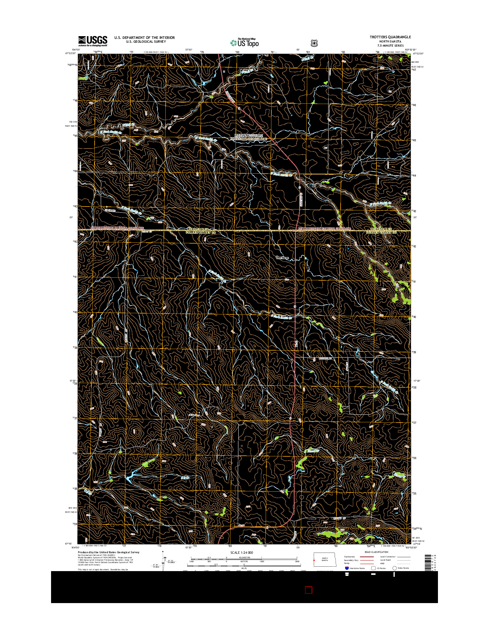 USGS US TOPO 7.5-MINUTE MAP FOR TROTTERS, ND 2014