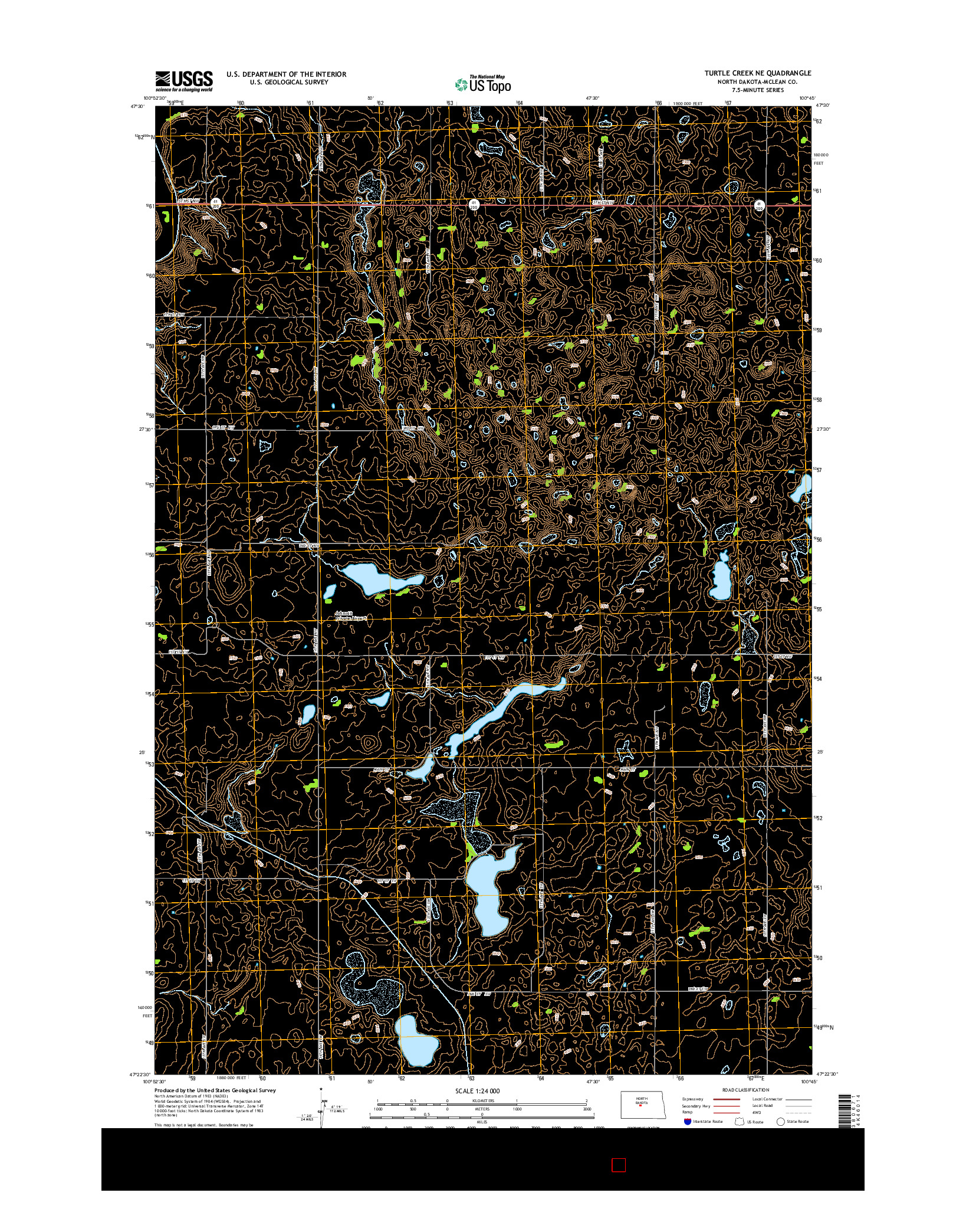 USGS US TOPO 7.5-MINUTE MAP FOR TURTLE CREEK NE, ND 2014