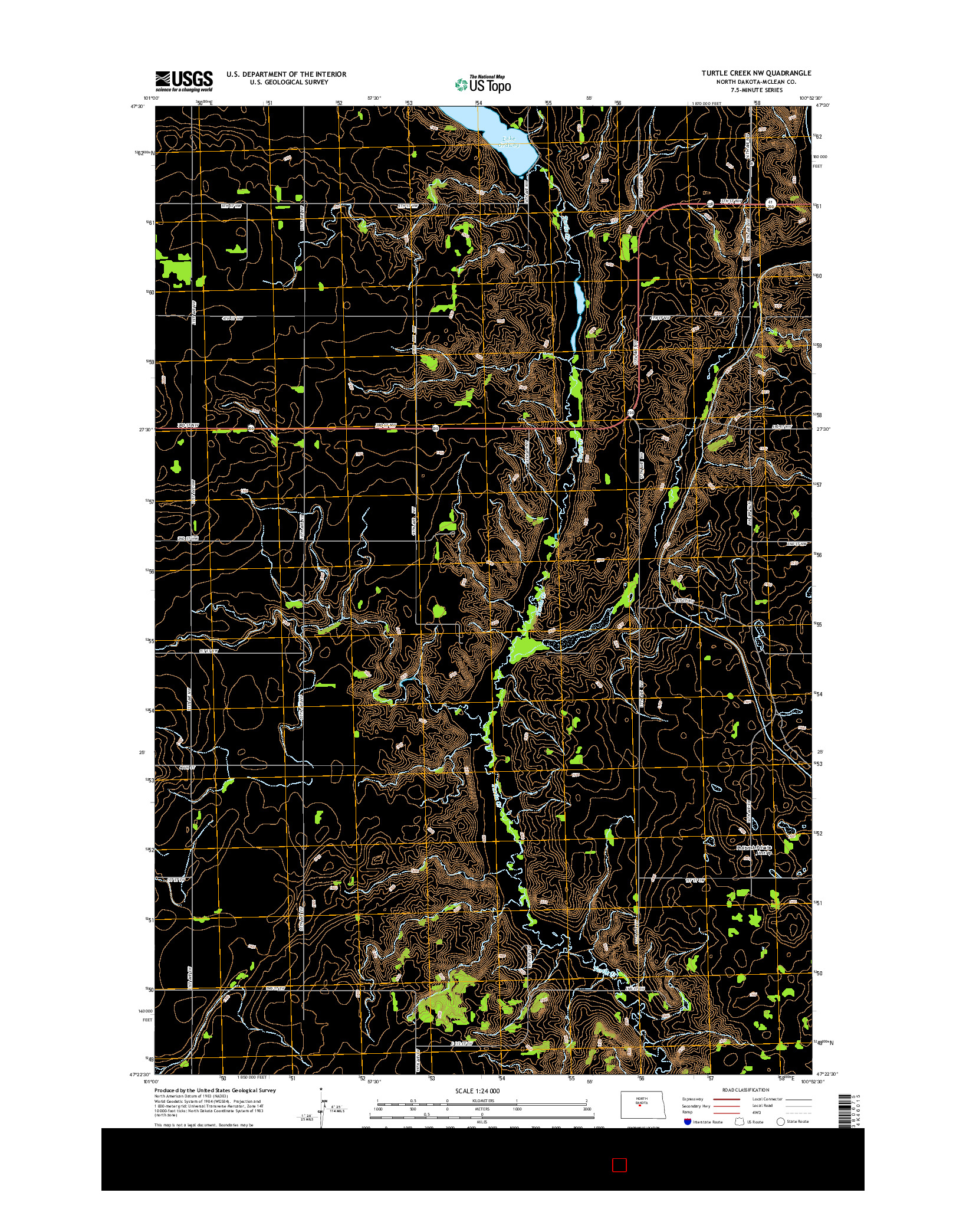 USGS US TOPO 7.5-MINUTE MAP FOR TURTLE CREEK NW, ND 2014