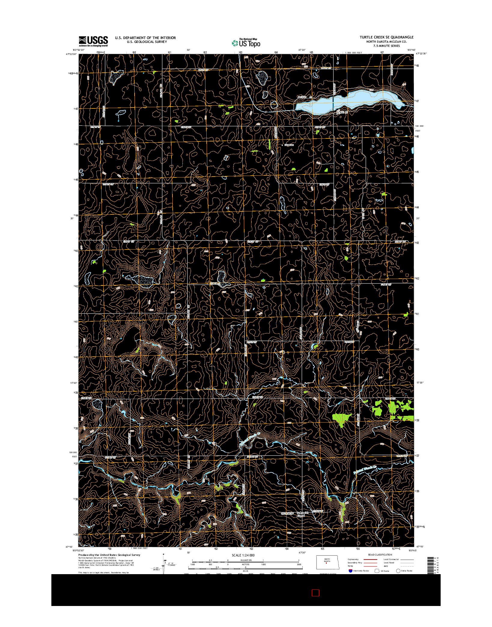 USGS US TOPO 7.5-MINUTE MAP FOR TURTLE CREEK SE, ND 2014