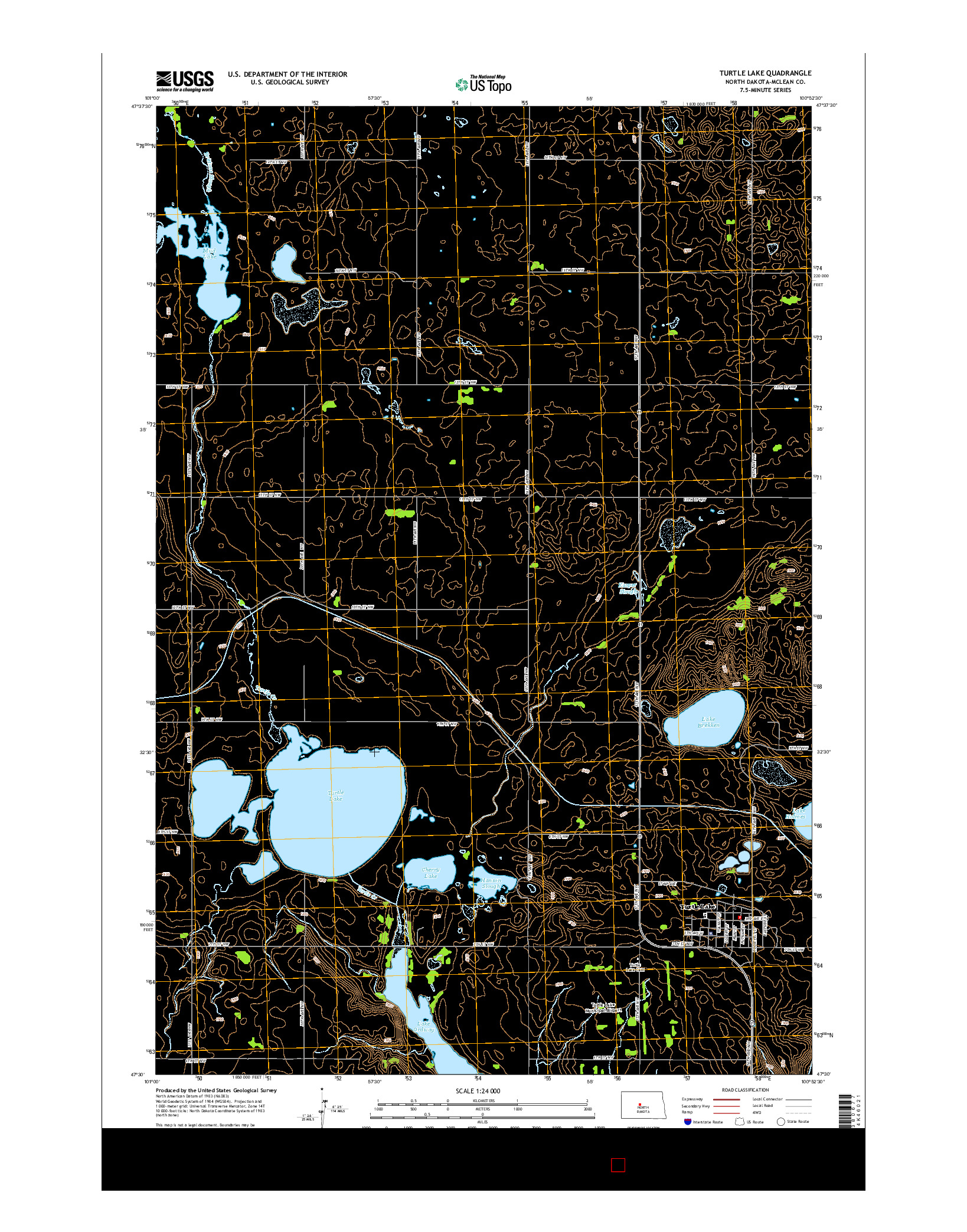 USGS US TOPO 7.5-MINUTE MAP FOR TURTLE LAKE, ND 2014