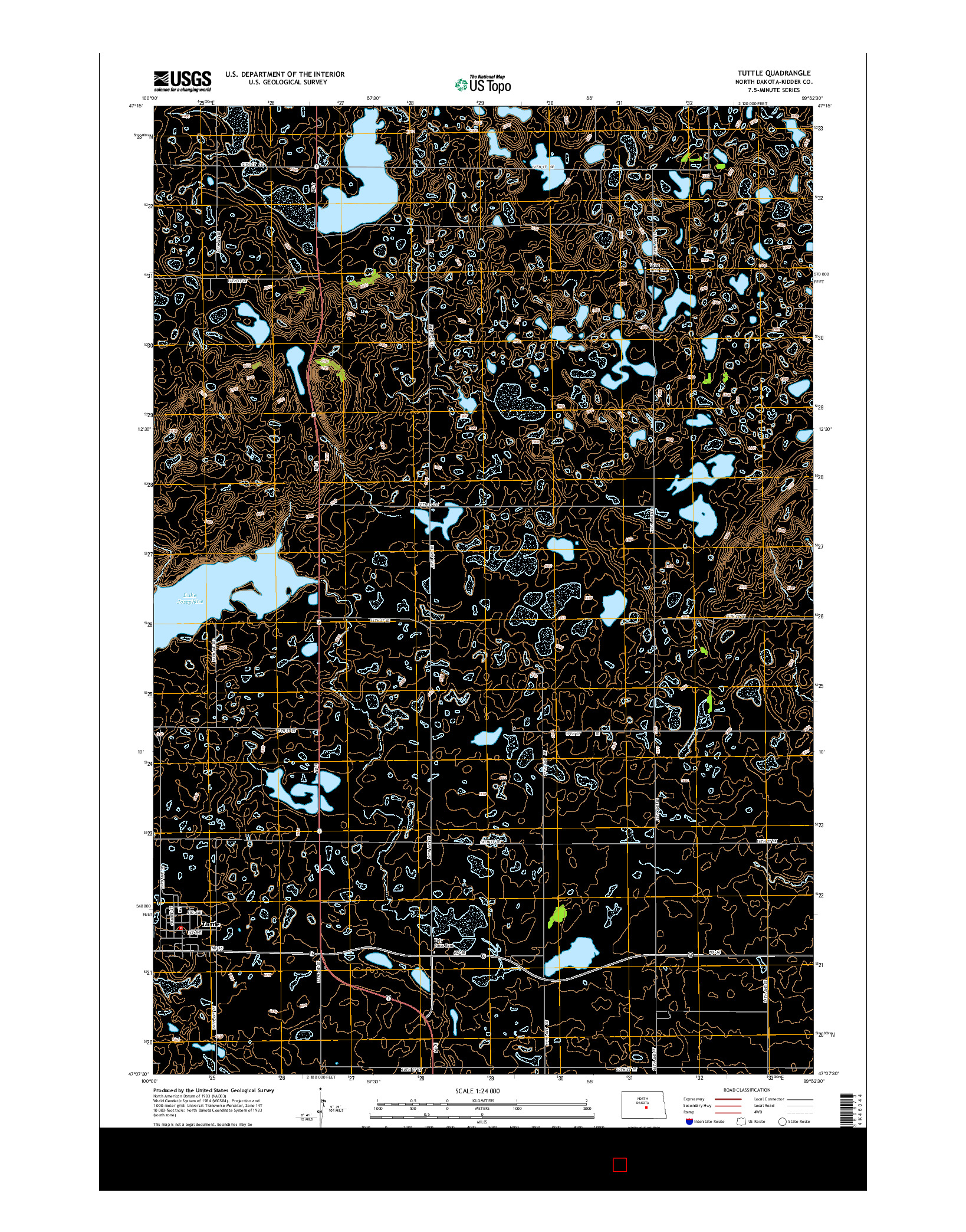 USGS US TOPO 7.5-MINUTE MAP FOR TUTTLE, ND 2014