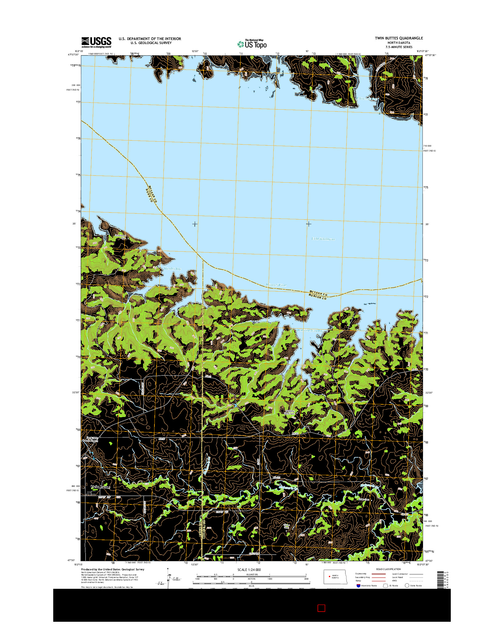 USGS US TOPO 7.5-MINUTE MAP FOR TWIN BUTTES, ND 2014