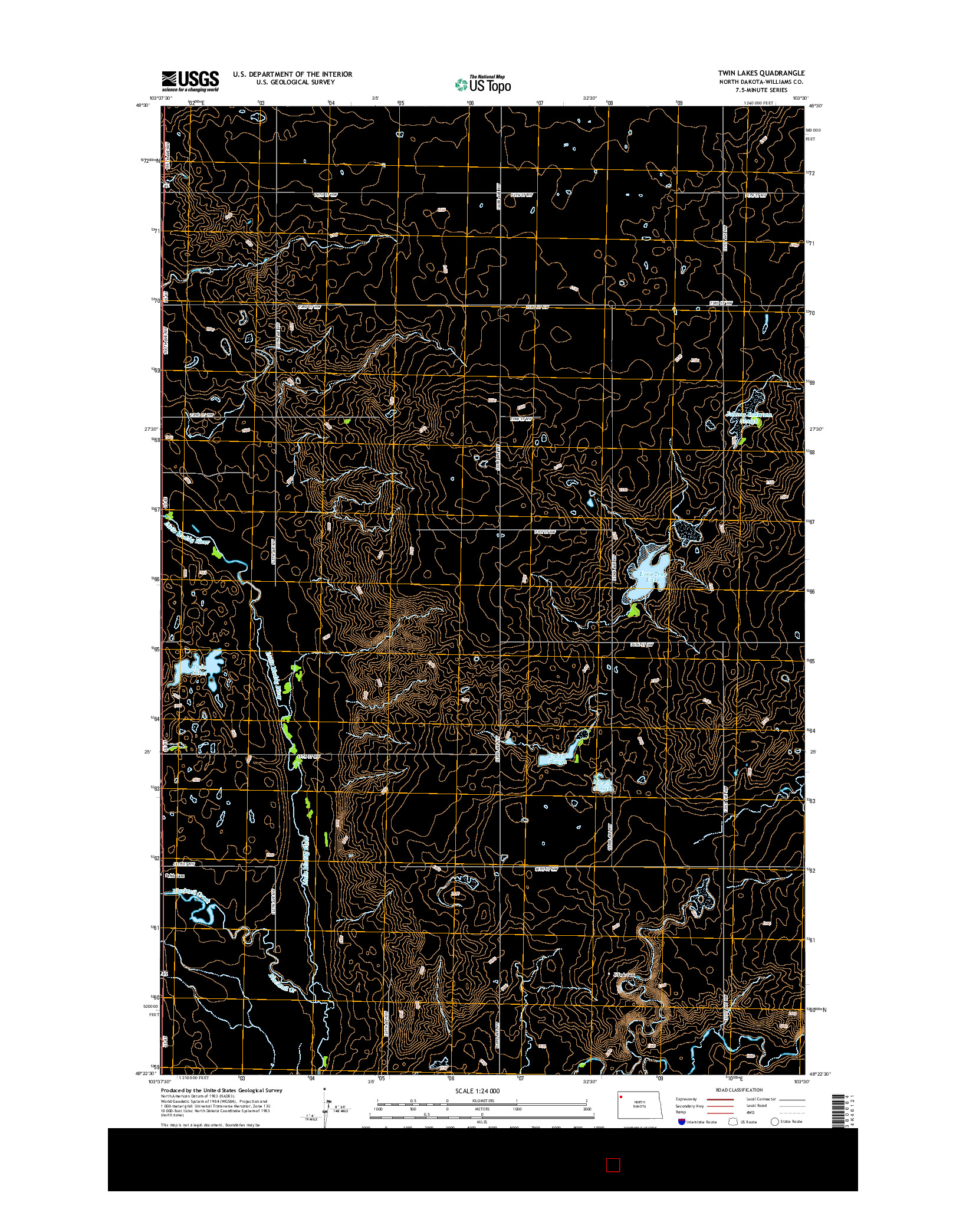 USGS US TOPO 7.5-MINUTE MAP FOR TWIN LAKES, ND 2014