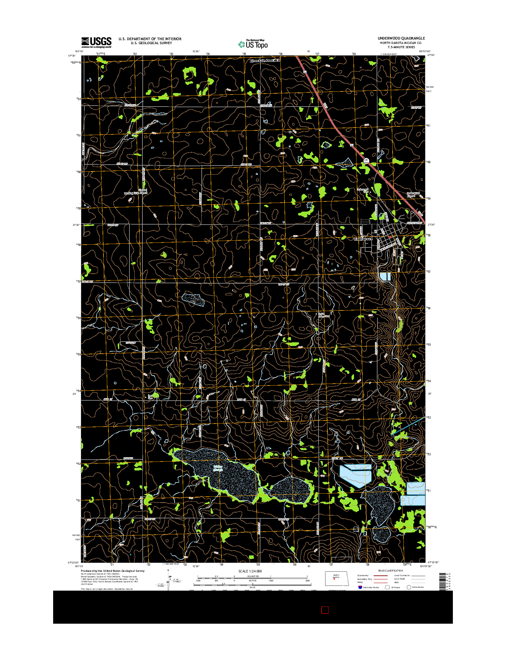 USGS US TOPO 7.5-MINUTE MAP FOR UNDERWOOD, ND 2014