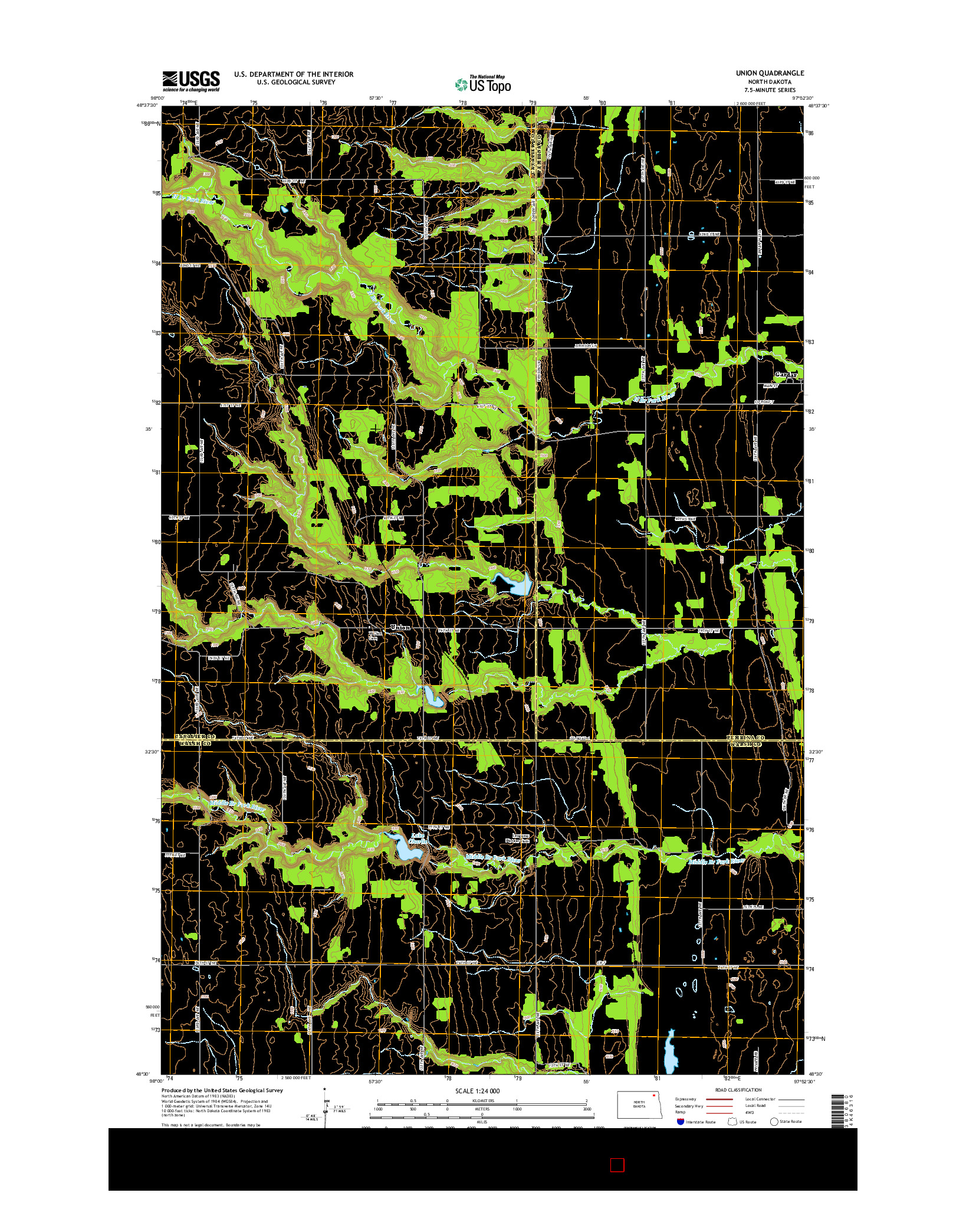 USGS US TOPO 7.5-MINUTE MAP FOR UNION, ND 2014