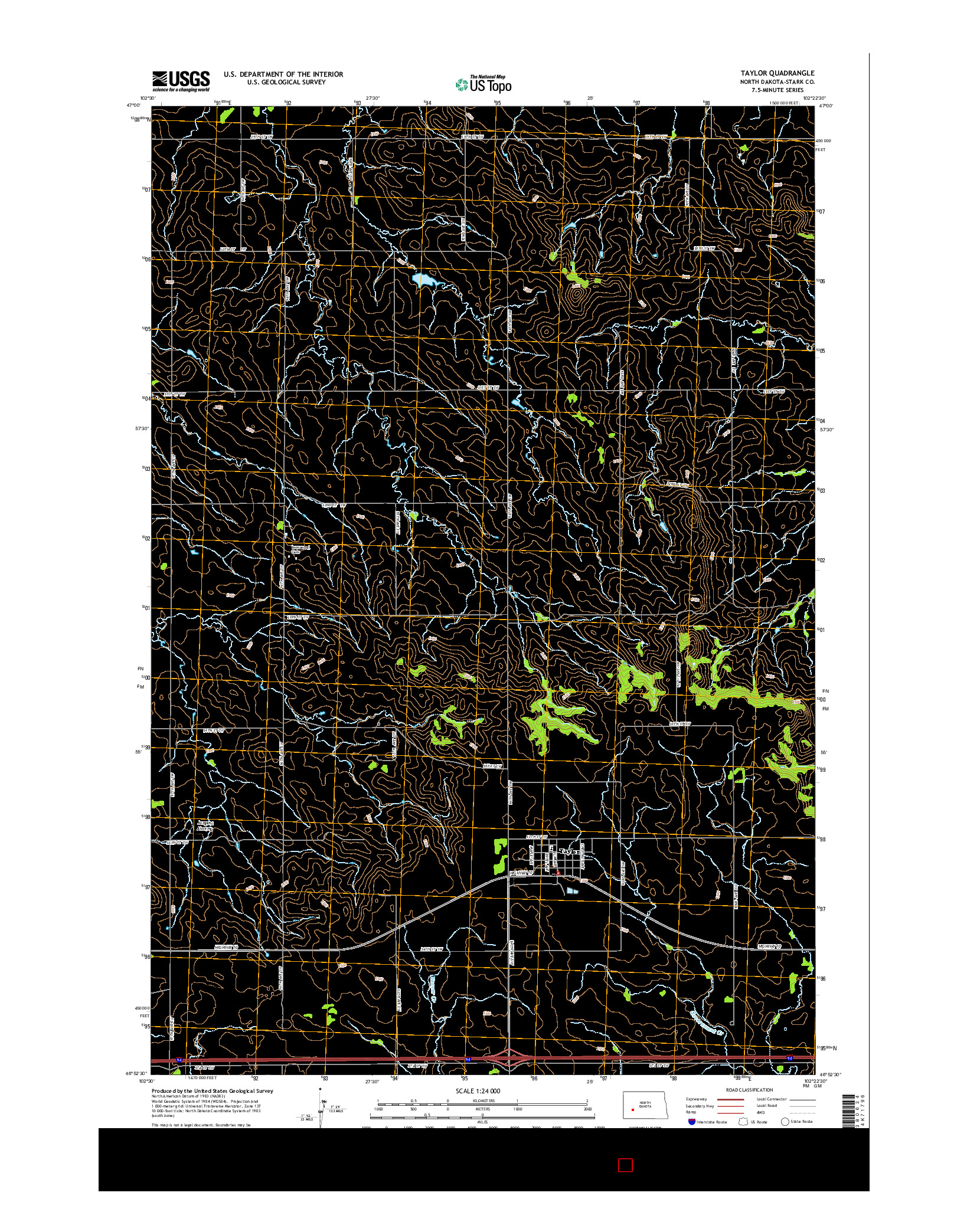USGS US TOPO 7.5-MINUTE MAP FOR TAYLOR, ND 2014
