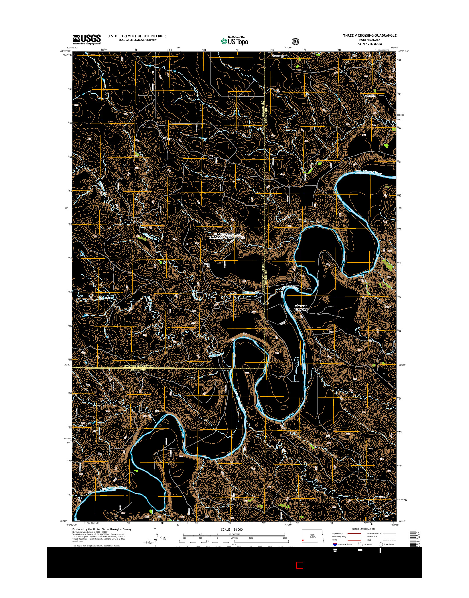 USGS US TOPO 7.5-MINUTE MAP FOR THREE V CROSSING, ND 2014