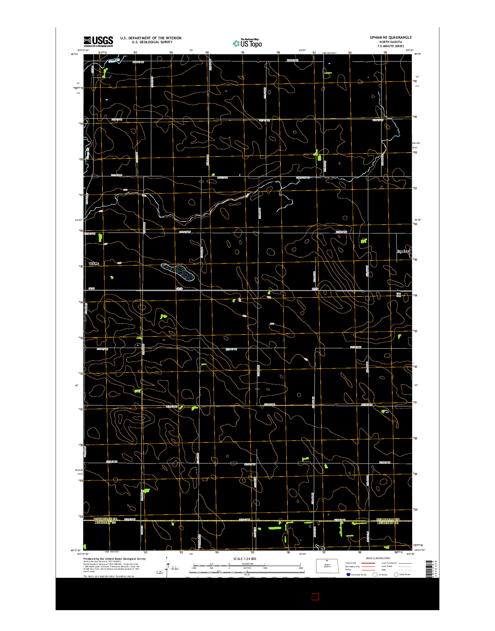 USGS US TOPO 7.5-MINUTE MAP FOR UPHAM NE, ND 2014