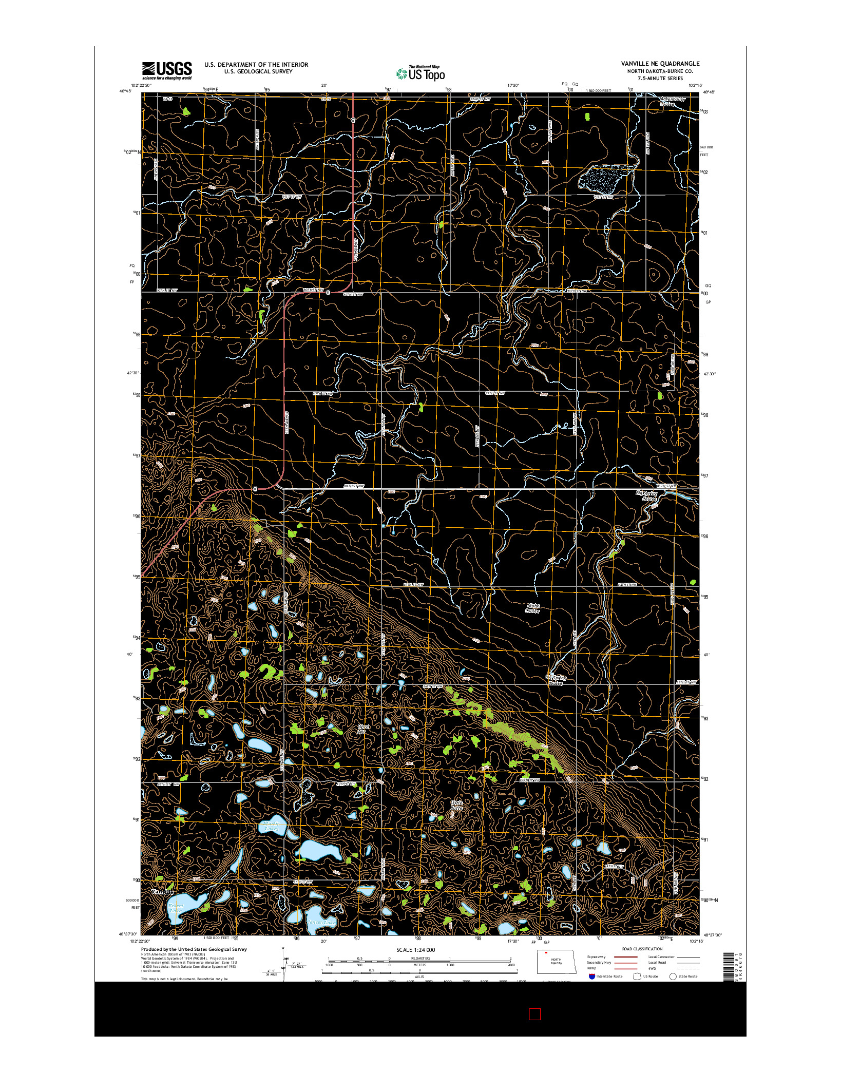 USGS US TOPO 7.5-MINUTE MAP FOR VANVILLE NE, ND 2014