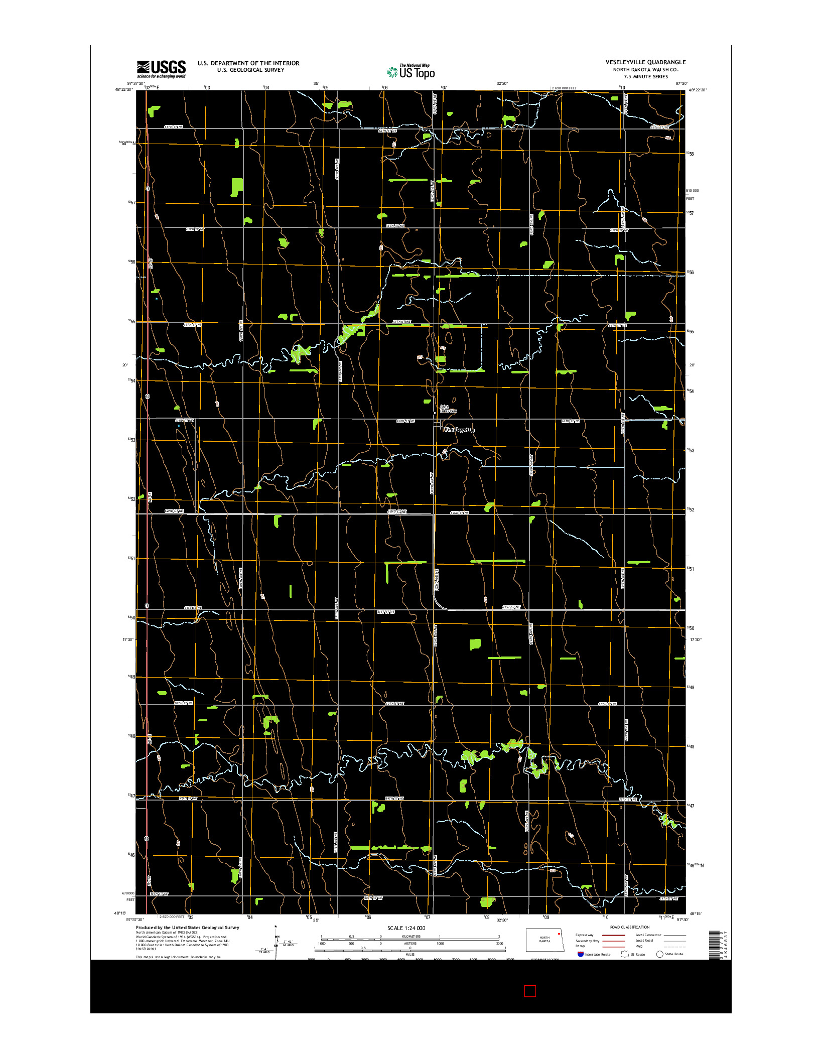 USGS US TOPO 7.5-MINUTE MAP FOR VESELEYVILLE, ND 2014