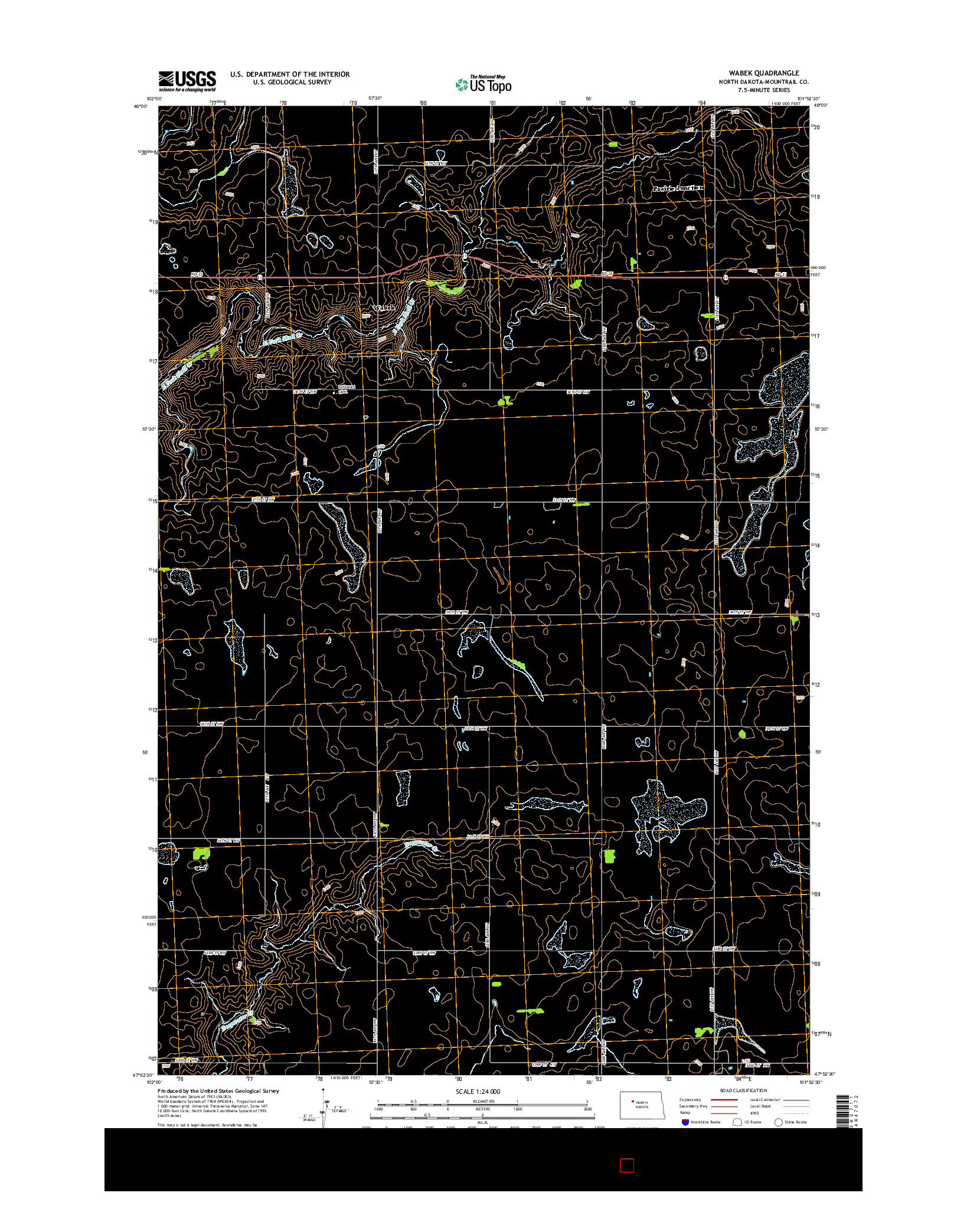 USGS US TOPO 7.5-MINUTE MAP FOR WABEK, ND 2014