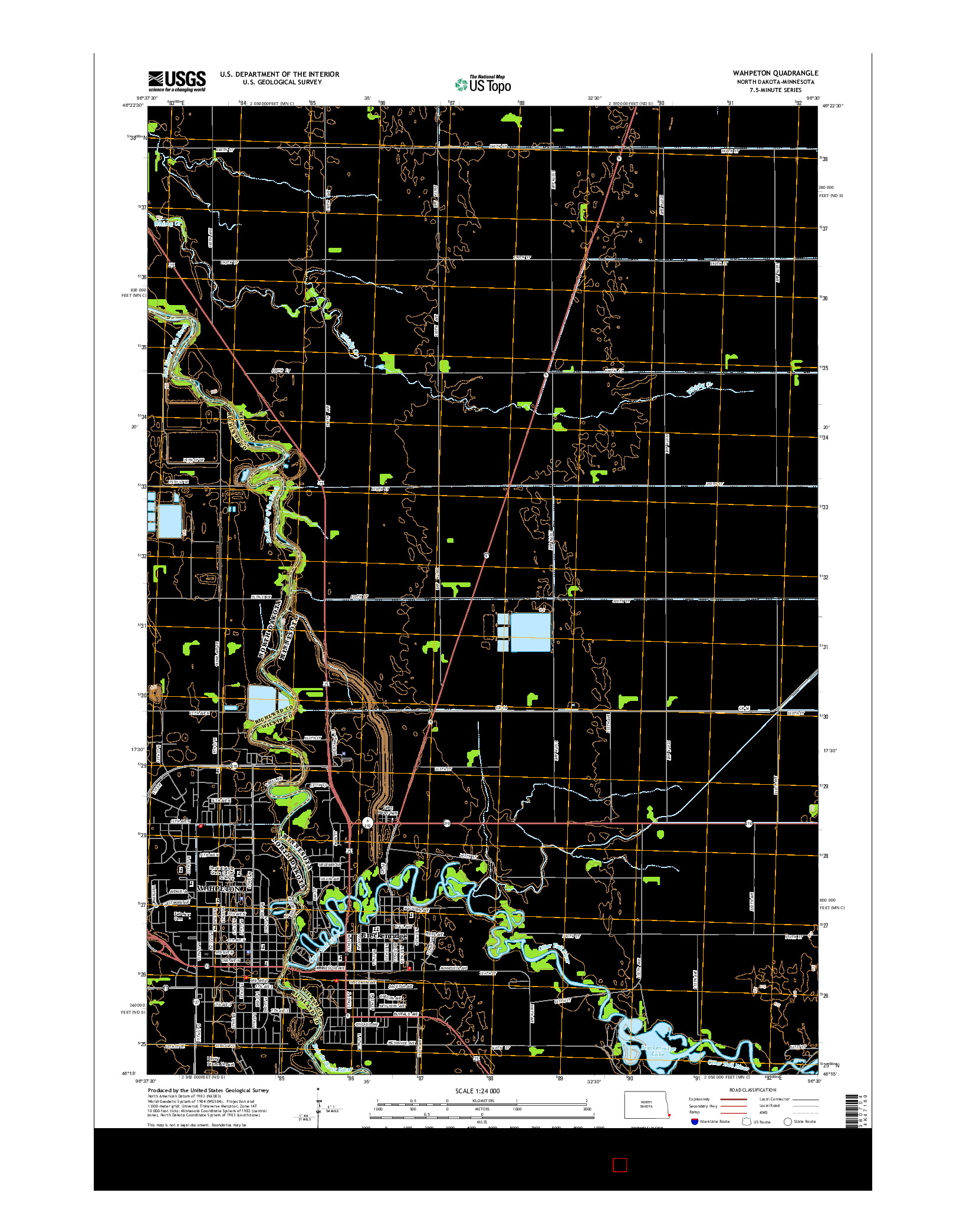 USGS US TOPO 7.5-MINUTE MAP FOR WAHPETON, ND-MN 2014