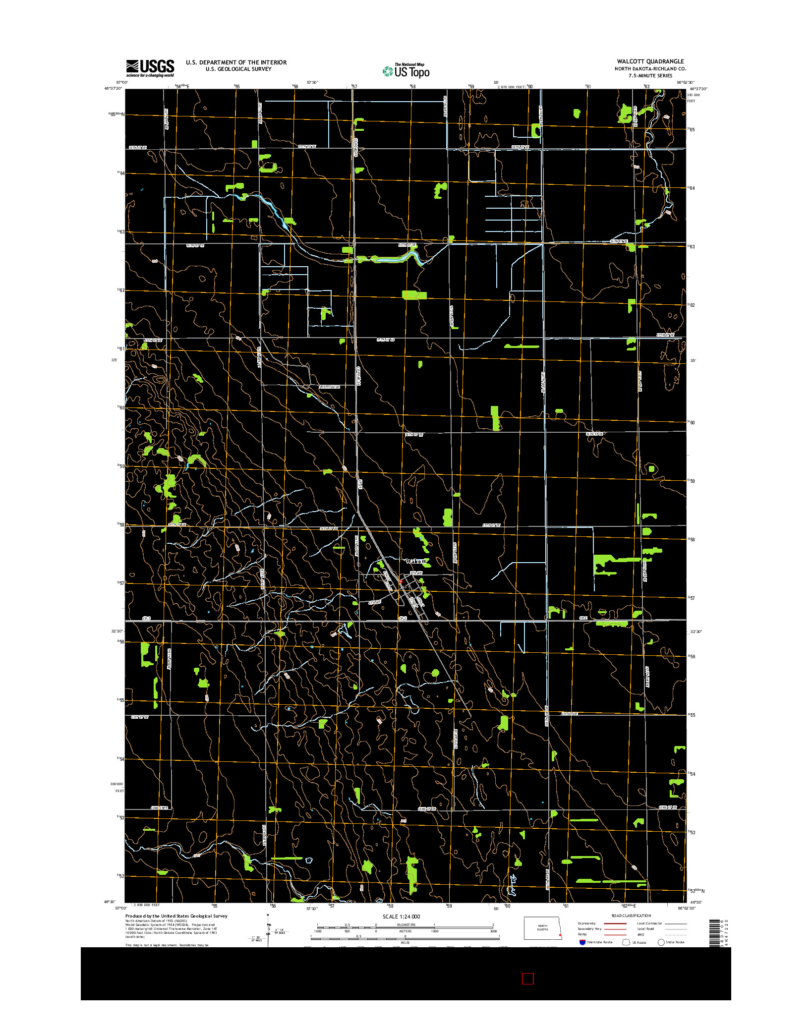 USGS US TOPO 7.5-MINUTE MAP FOR WALCOTT, ND 2014