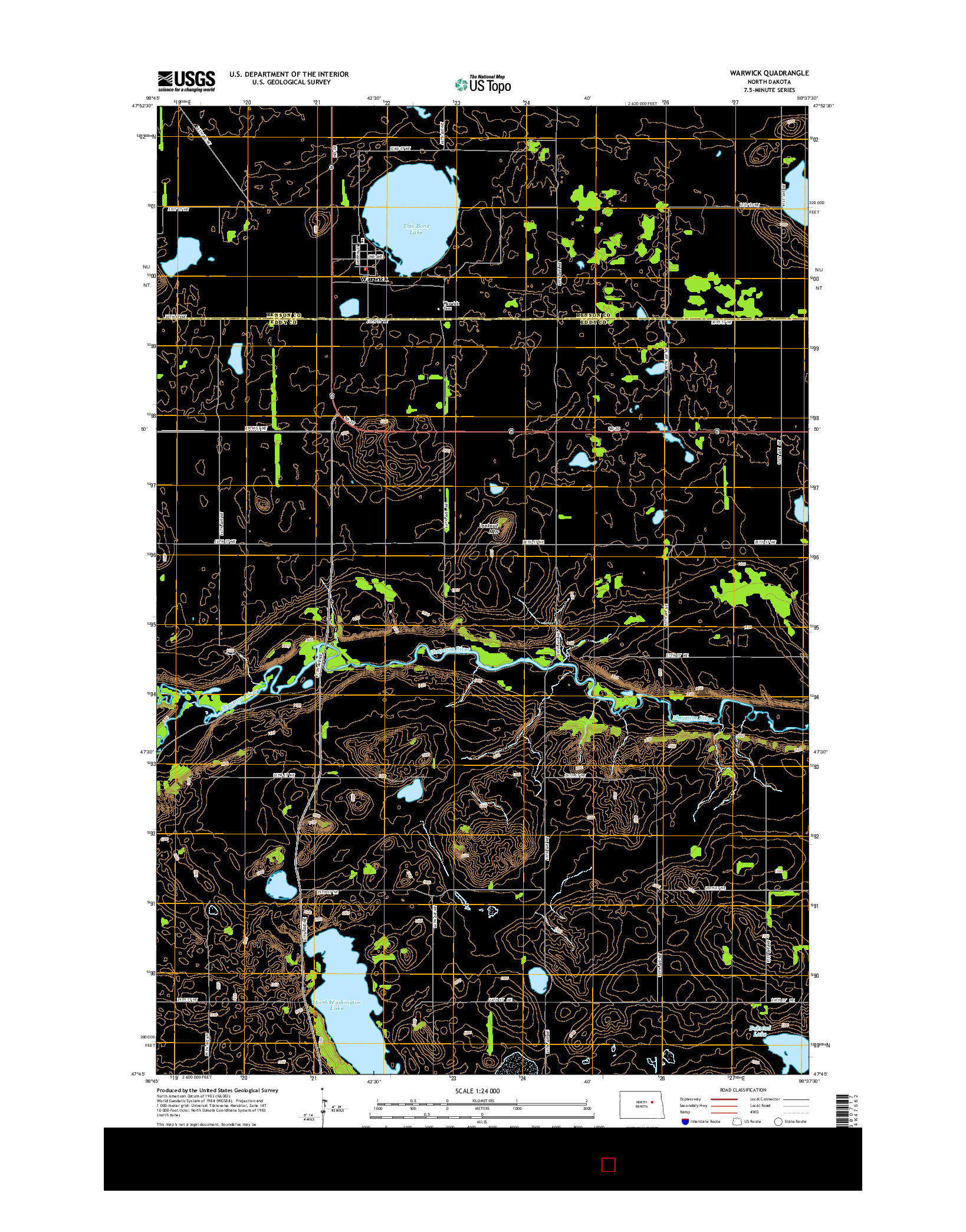 USGS US TOPO 7.5-MINUTE MAP FOR WARWICK, ND 2014