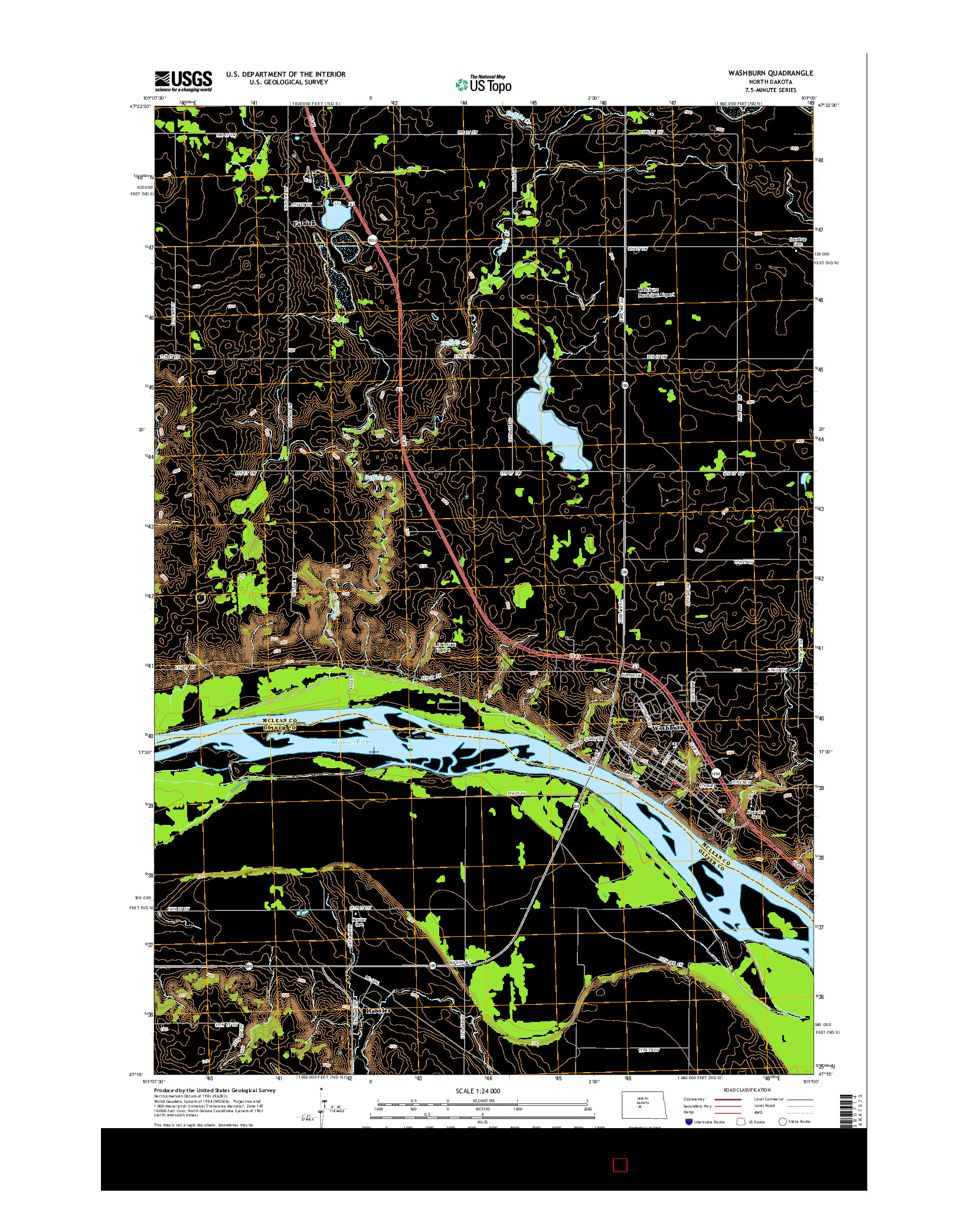 USGS US TOPO 7.5-MINUTE MAP FOR WASHBURN, ND 2014