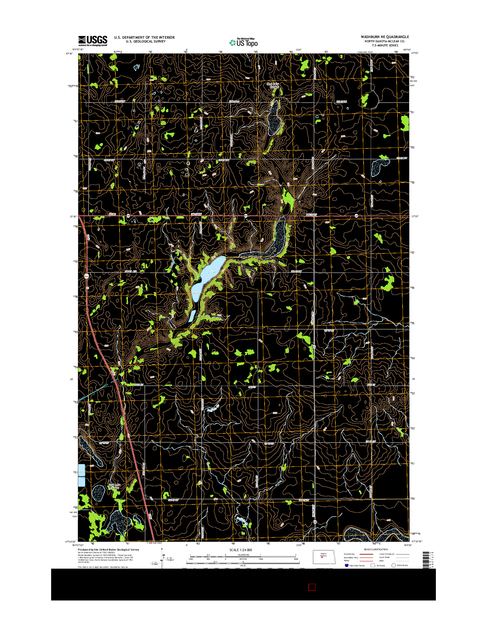 USGS US TOPO 7.5-MINUTE MAP FOR WASHBURN NE, ND 2014