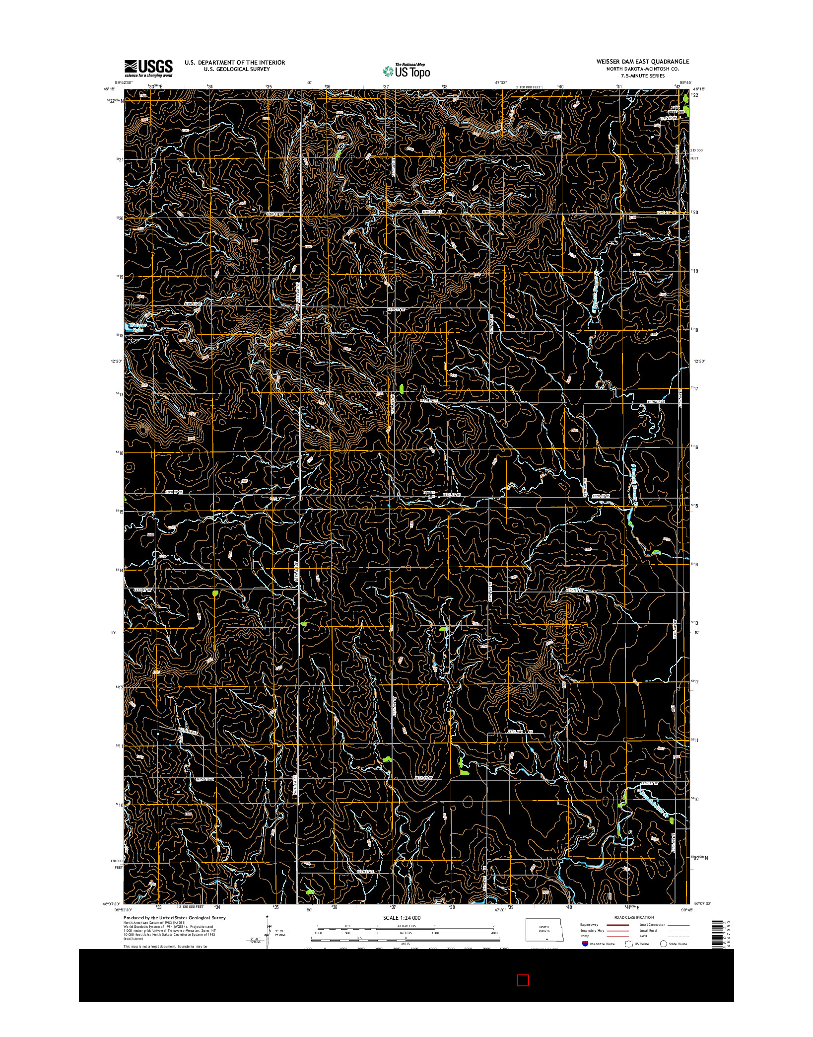 USGS US TOPO 7.5-MINUTE MAP FOR WEISSER DAM EAST, ND 2014