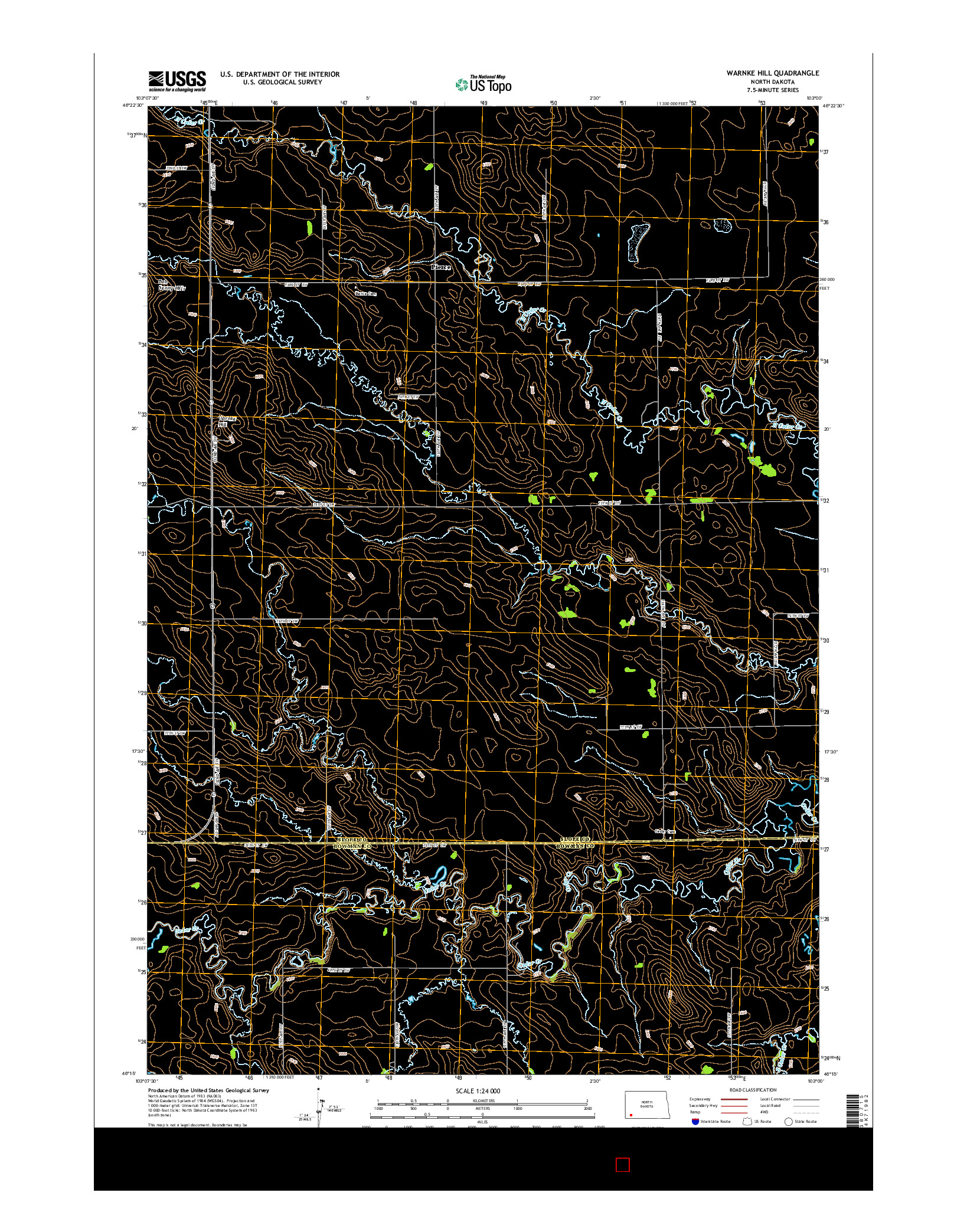USGS US TOPO 7.5-MINUTE MAP FOR WARNKE HILL, ND 2014