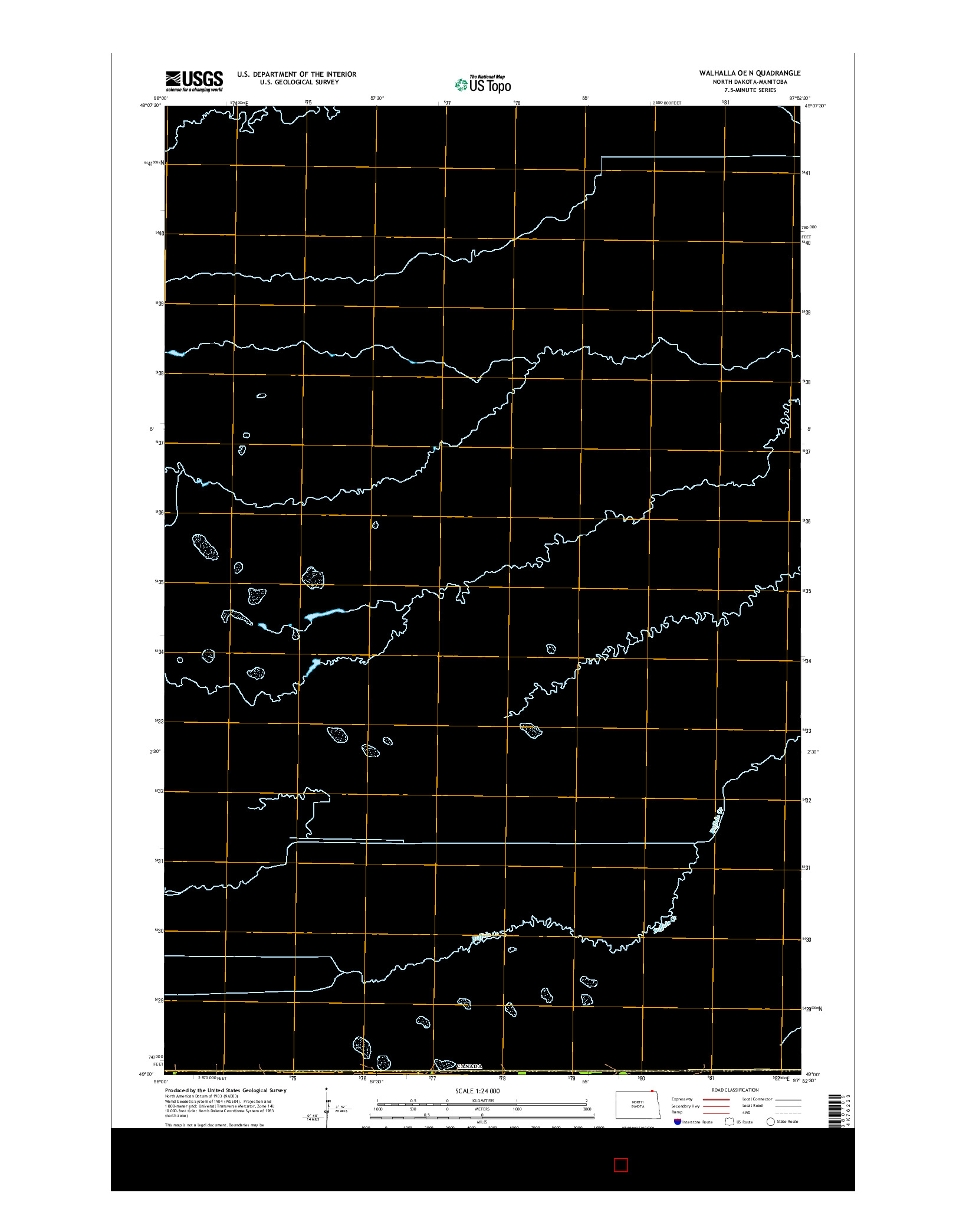 USGS US TOPO 7.5-MINUTE MAP FOR WALHALLA OE N, ND-MB 2014
