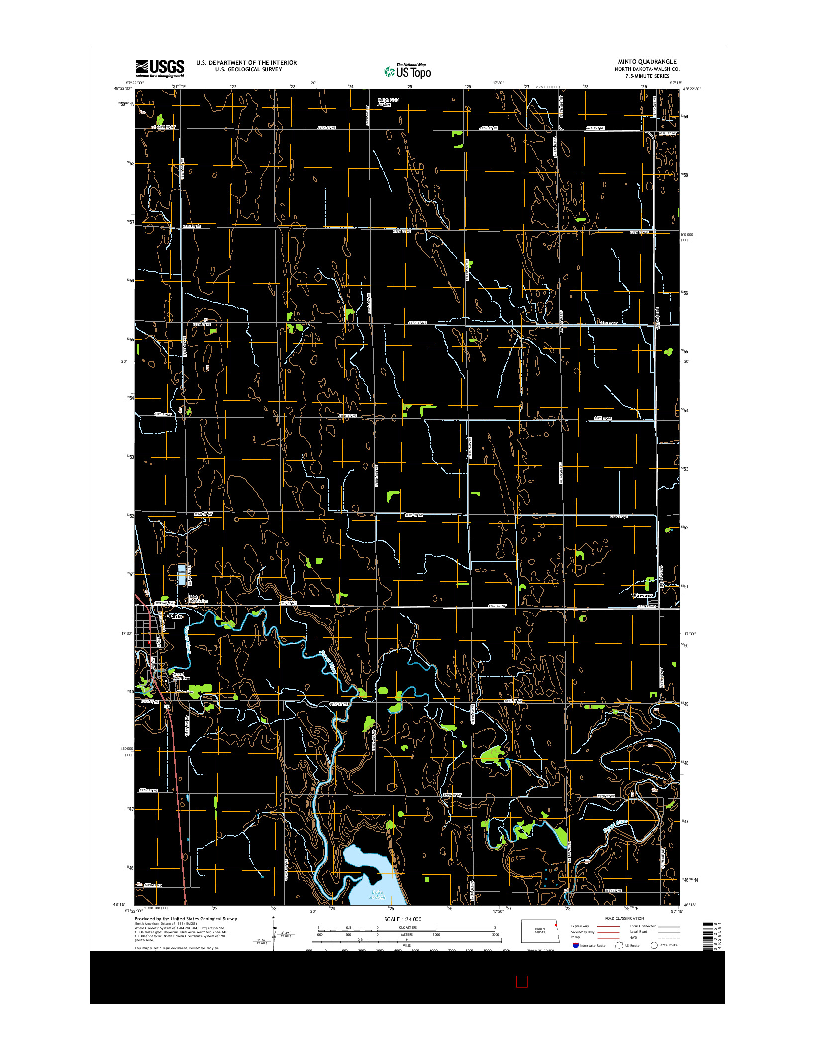 USGS US TOPO 7.5-MINUTE MAP FOR MINTO, ND 2014