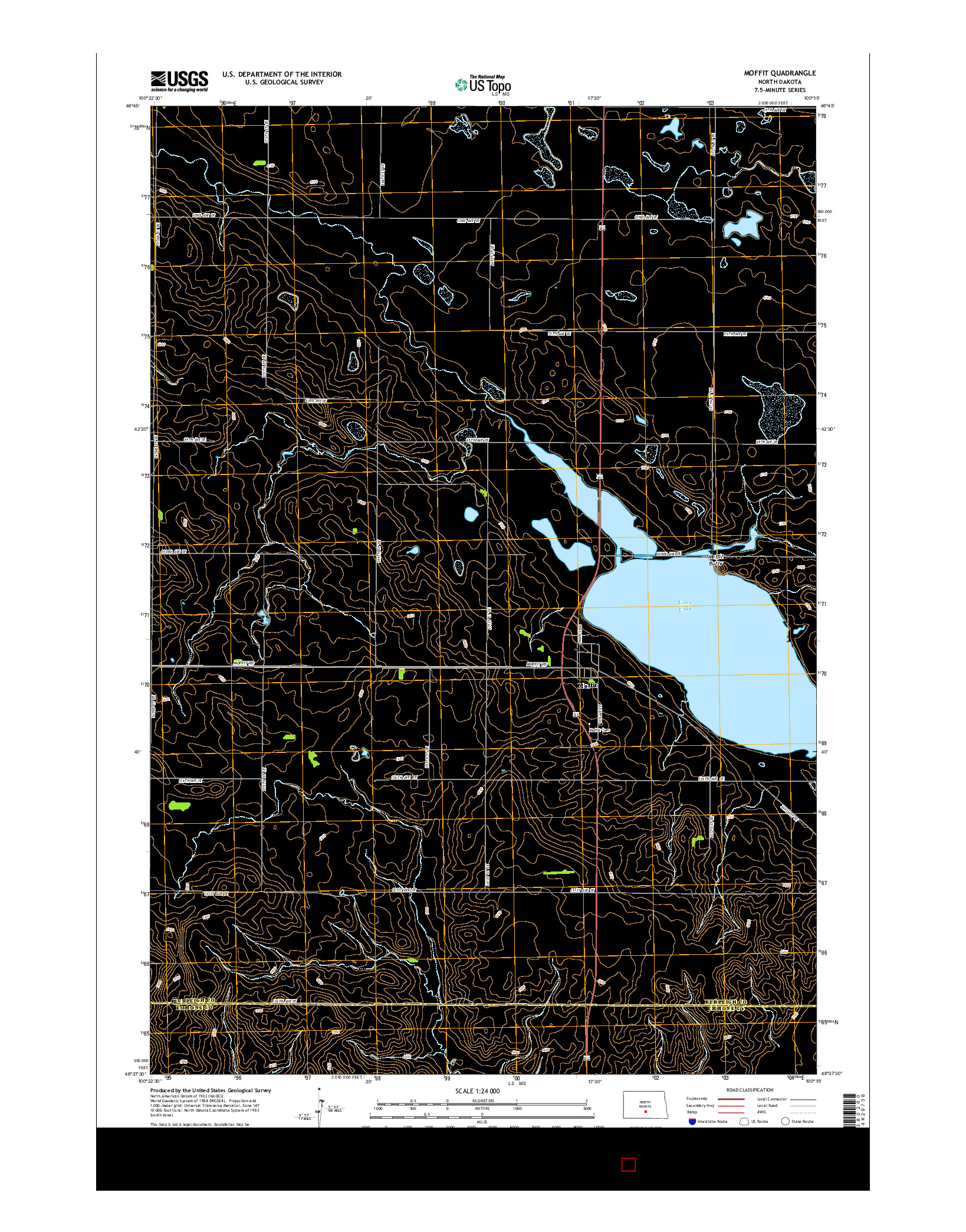 USGS US TOPO 7.5-MINUTE MAP FOR MOFFIT, ND 2014