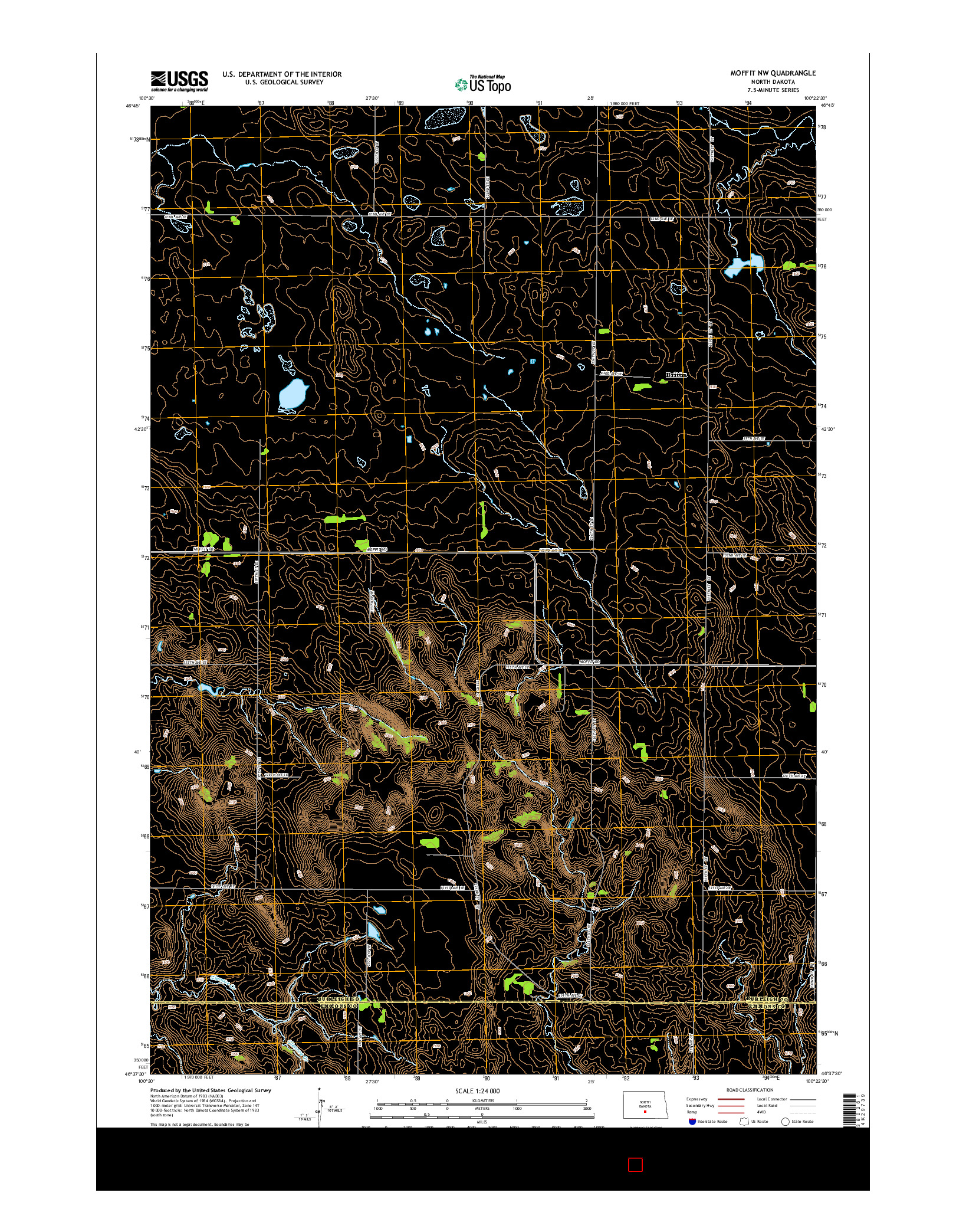 USGS US TOPO 7.5-MINUTE MAP FOR MOFFIT NW, ND 2014