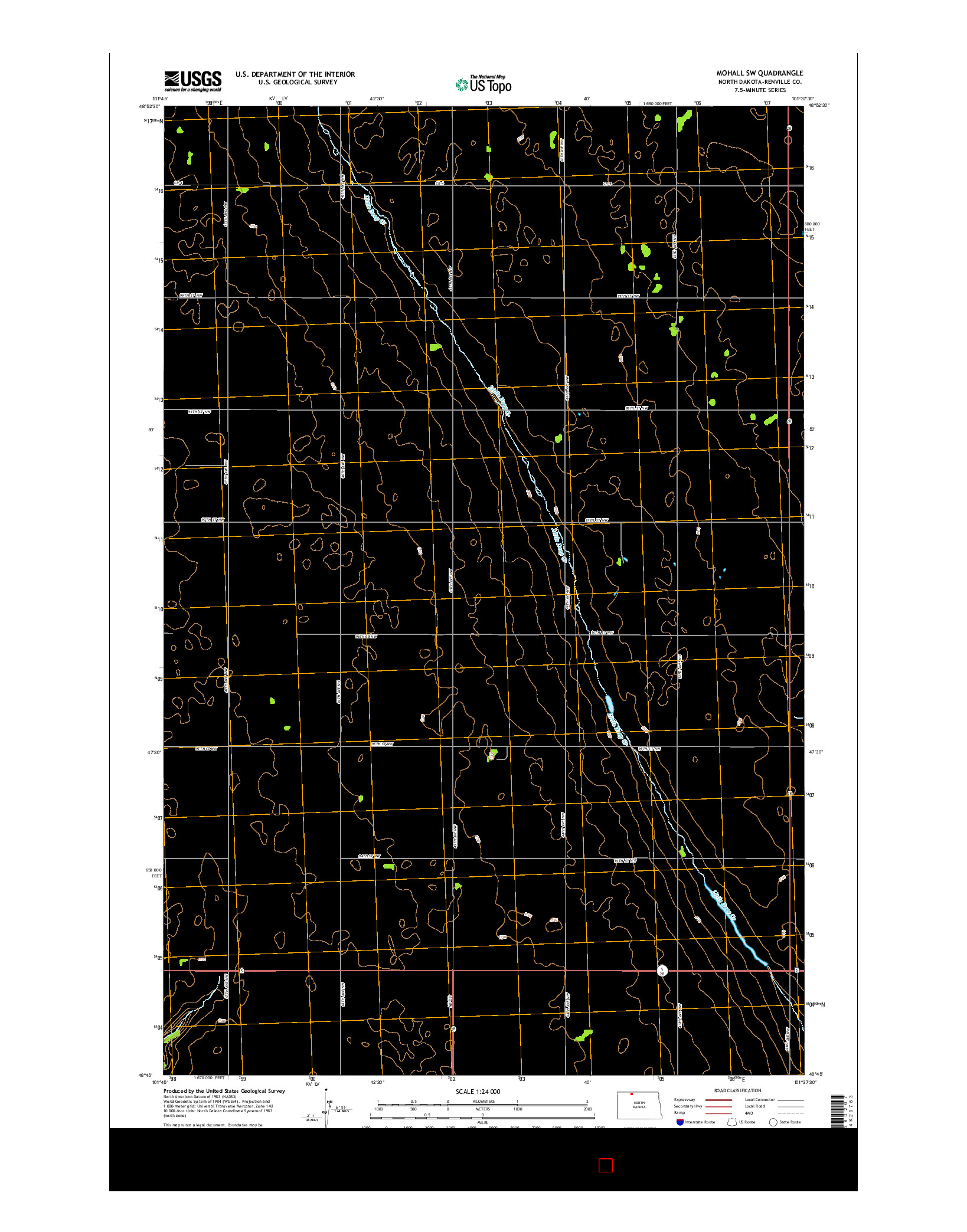 USGS US TOPO 7.5-MINUTE MAP FOR MOHALL SW, ND 2014