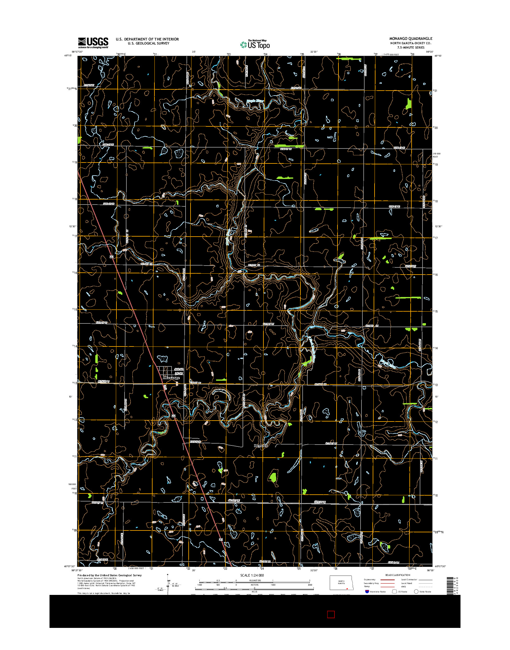 USGS US TOPO 7.5-MINUTE MAP FOR MONANGO, ND 2014