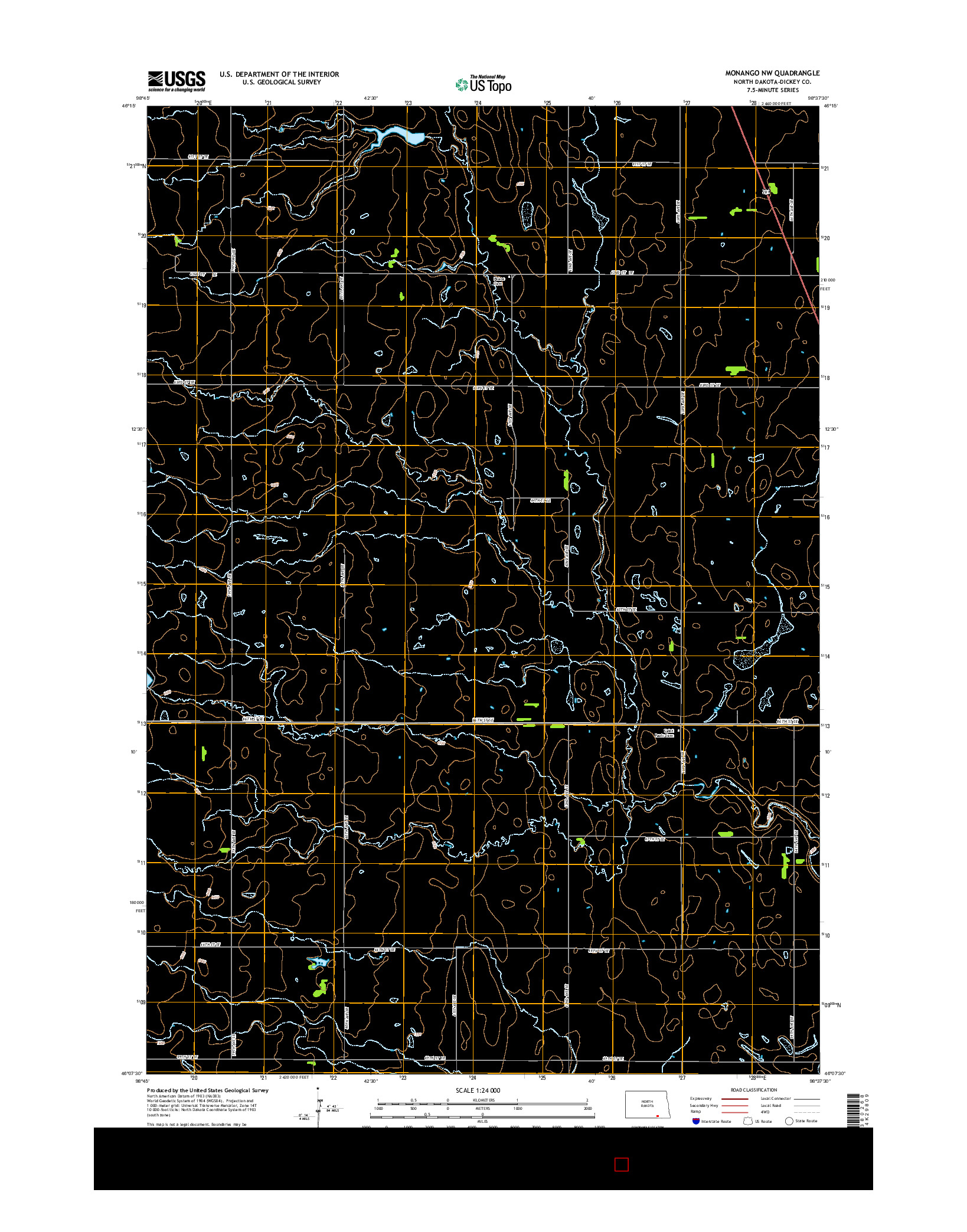 USGS US TOPO 7.5-MINUTE MAP FOR MONANGO NW, ND 2014