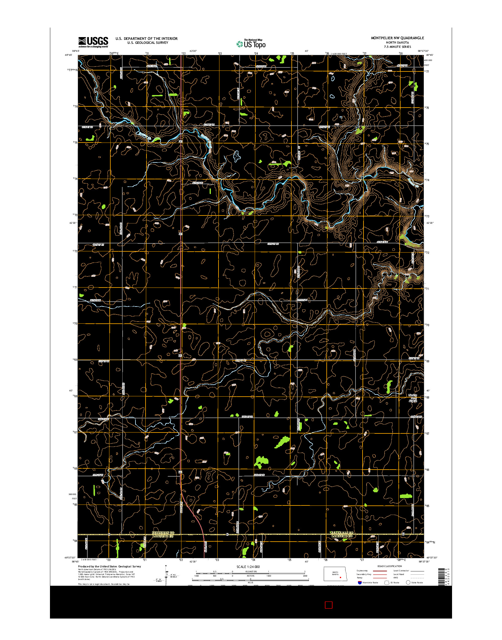 USGS US TOPO 7.5-MINUTE MAP FOR MONTPELIER NW, ND 2014
