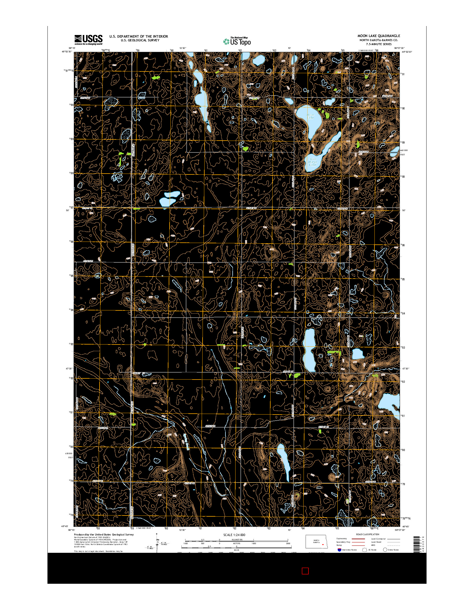 USGS US TOPO 7.5-MINUTE MAP FOR MOON LAKE, ND 2014