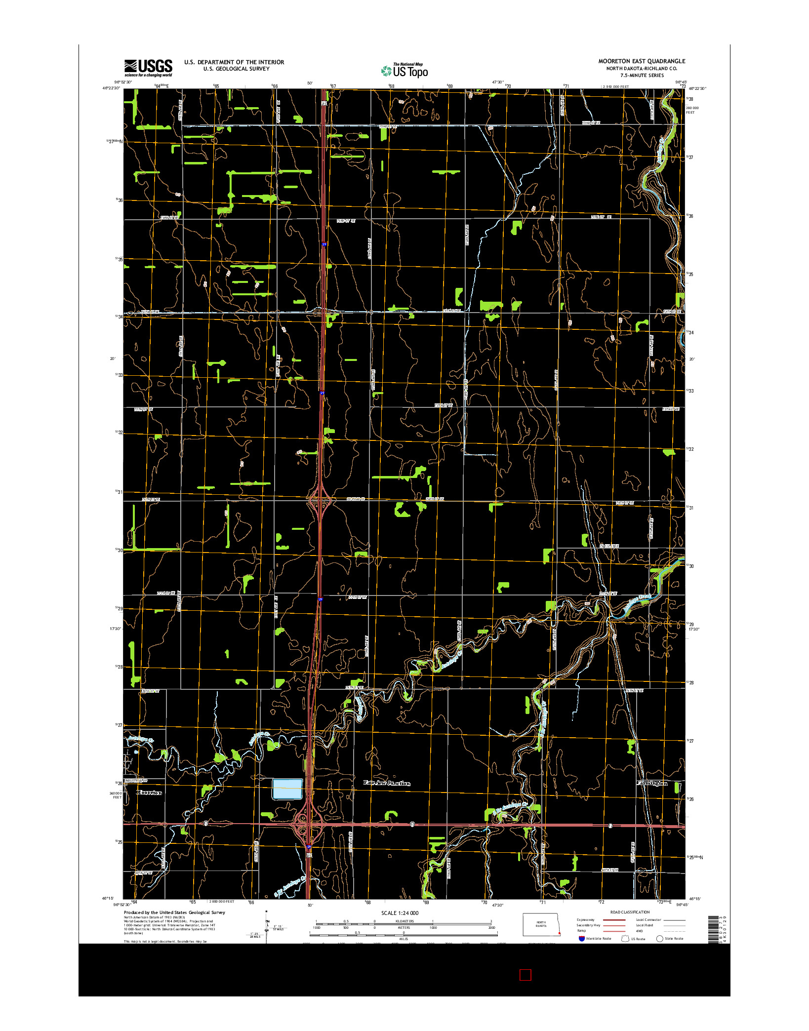 USGS US TOPO 7.5-MINUTE MAP FOR MOORETON EAST, ND 2014