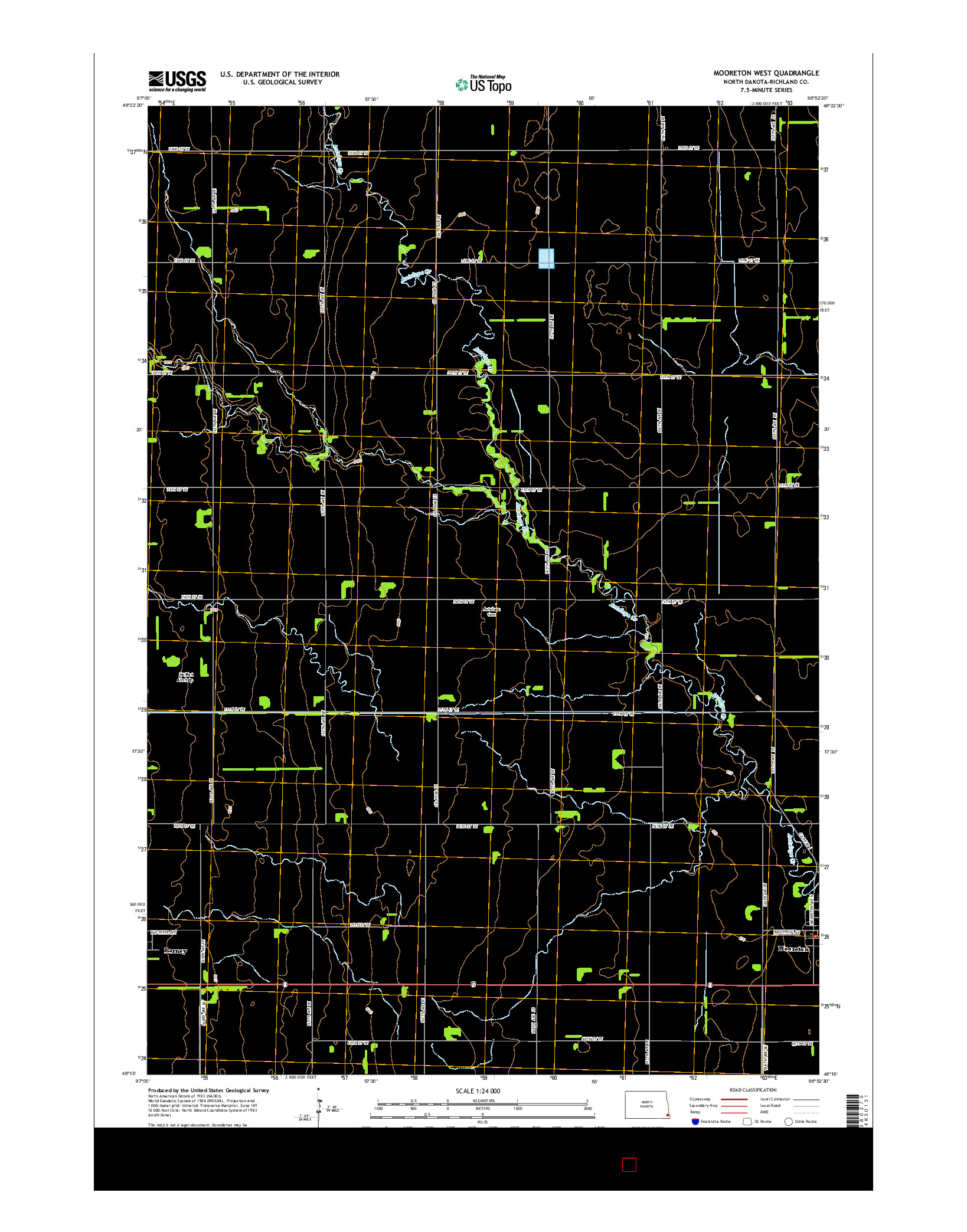 USGS US TOPO 7.5-MINUTE MAP FOR MOORETON WEST, ND 2014