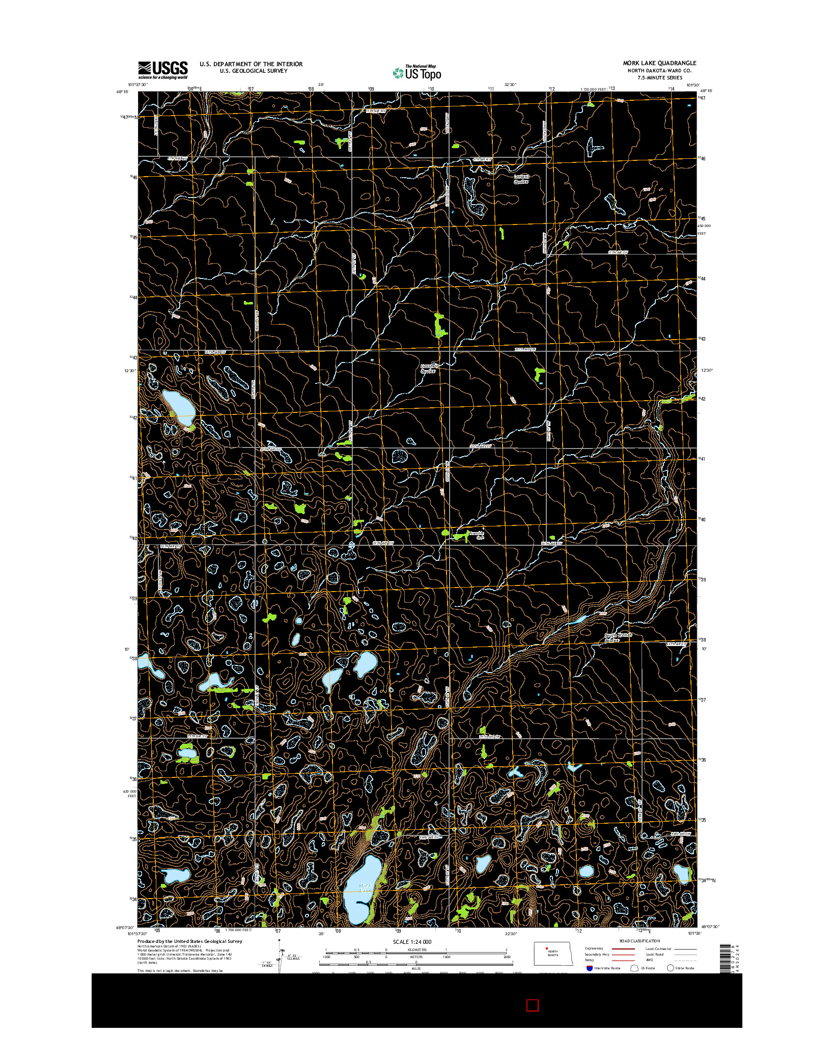 USGS US TOPO 7.5-MINUTE MAP FOR MORK LAKE, ND 2014