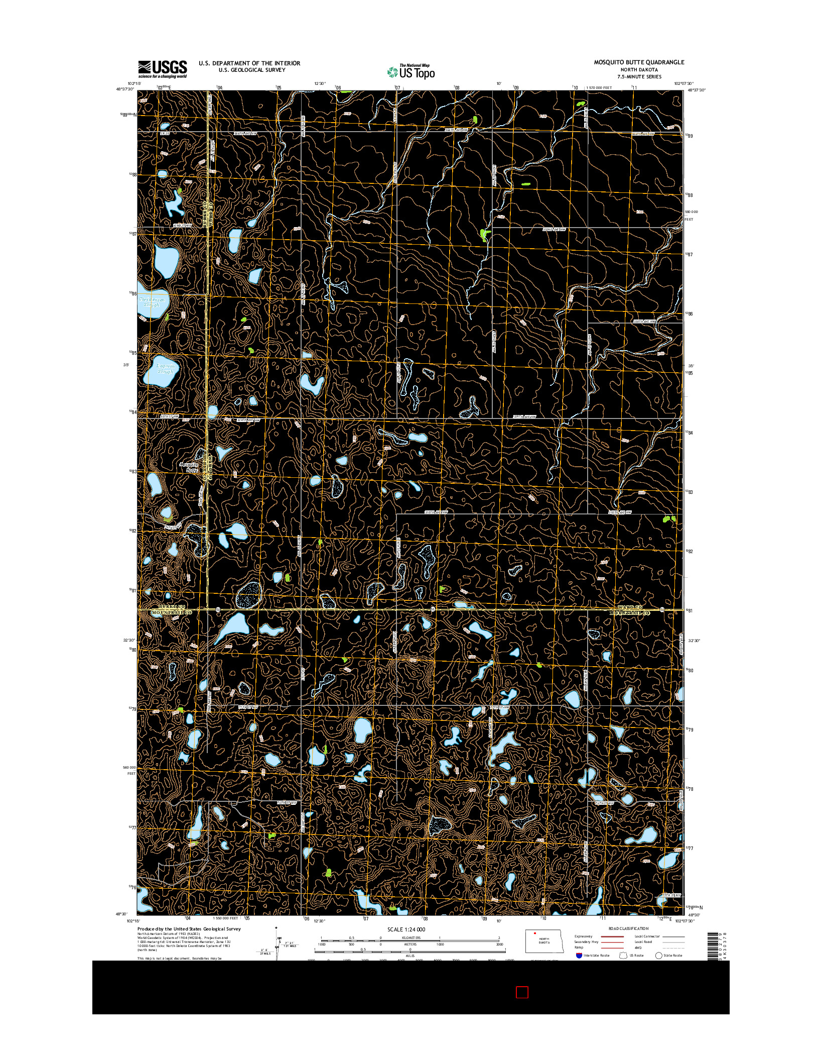 USGS US TOPO 7.5-MINUTE MAP FOR MOSQUITO BUTTE, ND 2014