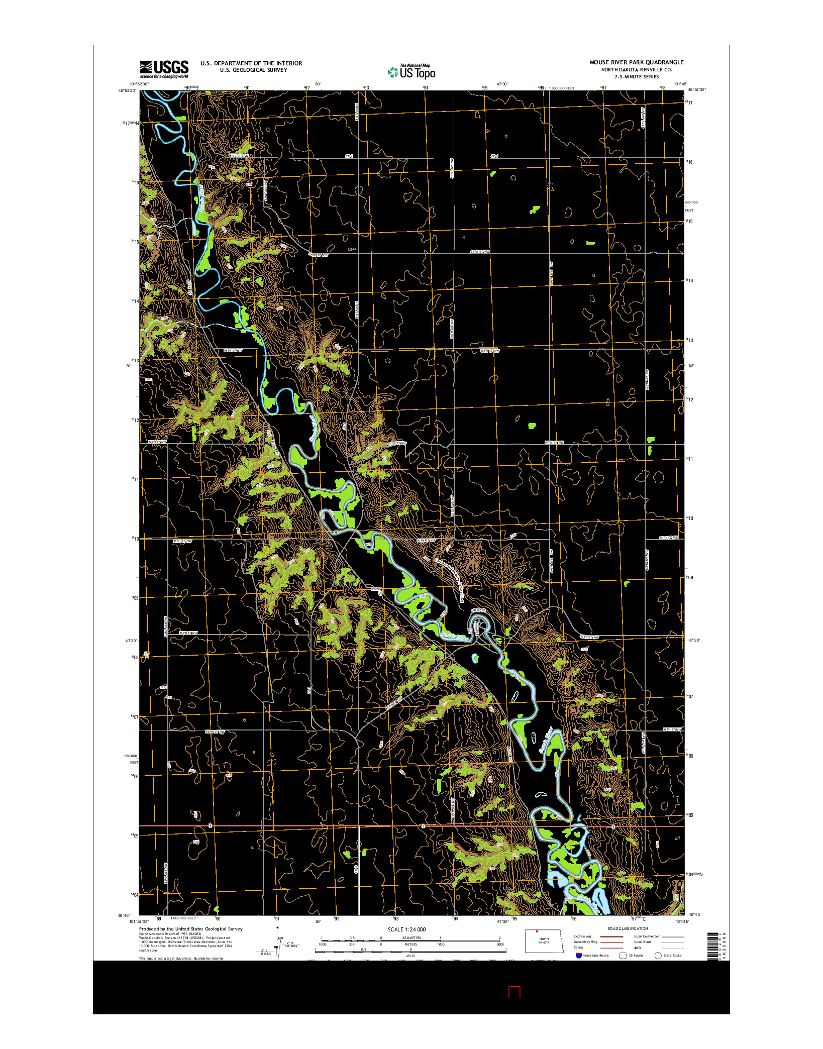 USGS US TOPO 7.5-MINUTE MAP FOR MOUSE RIVER PARK, ND 2014