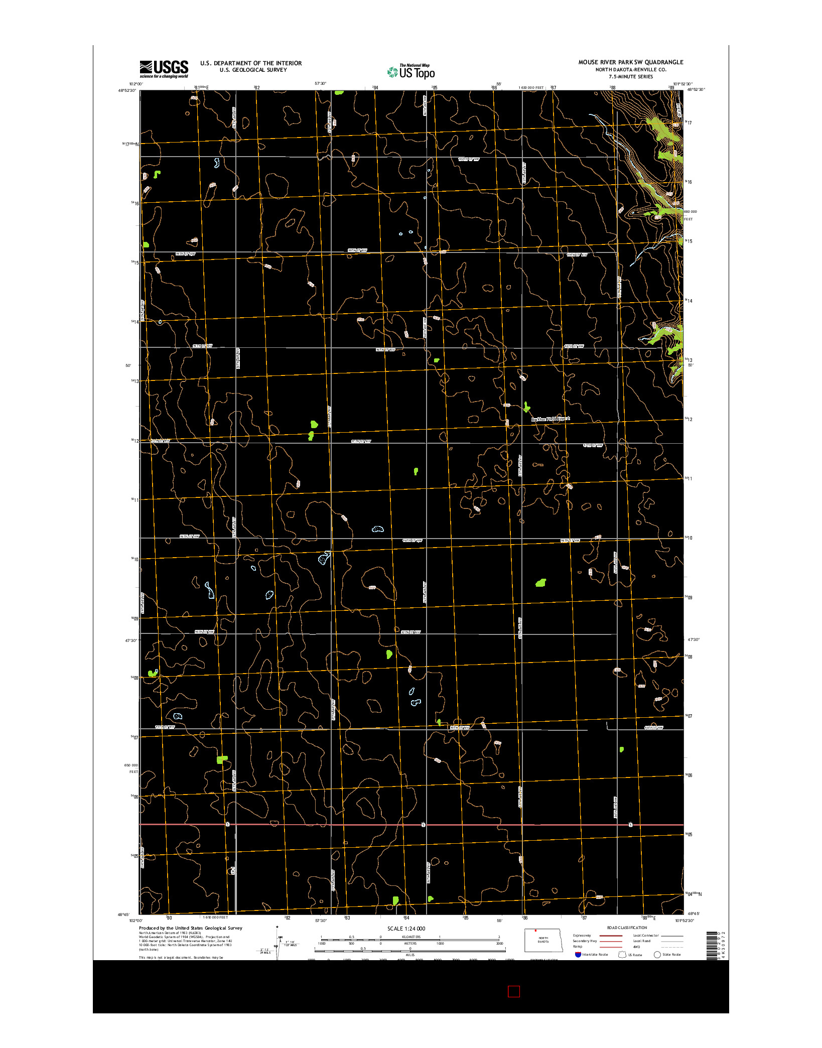 USGS US TOPO 7.5-MINUTE MAP FOR MOUSE RIVER PARK SW, ND 2014