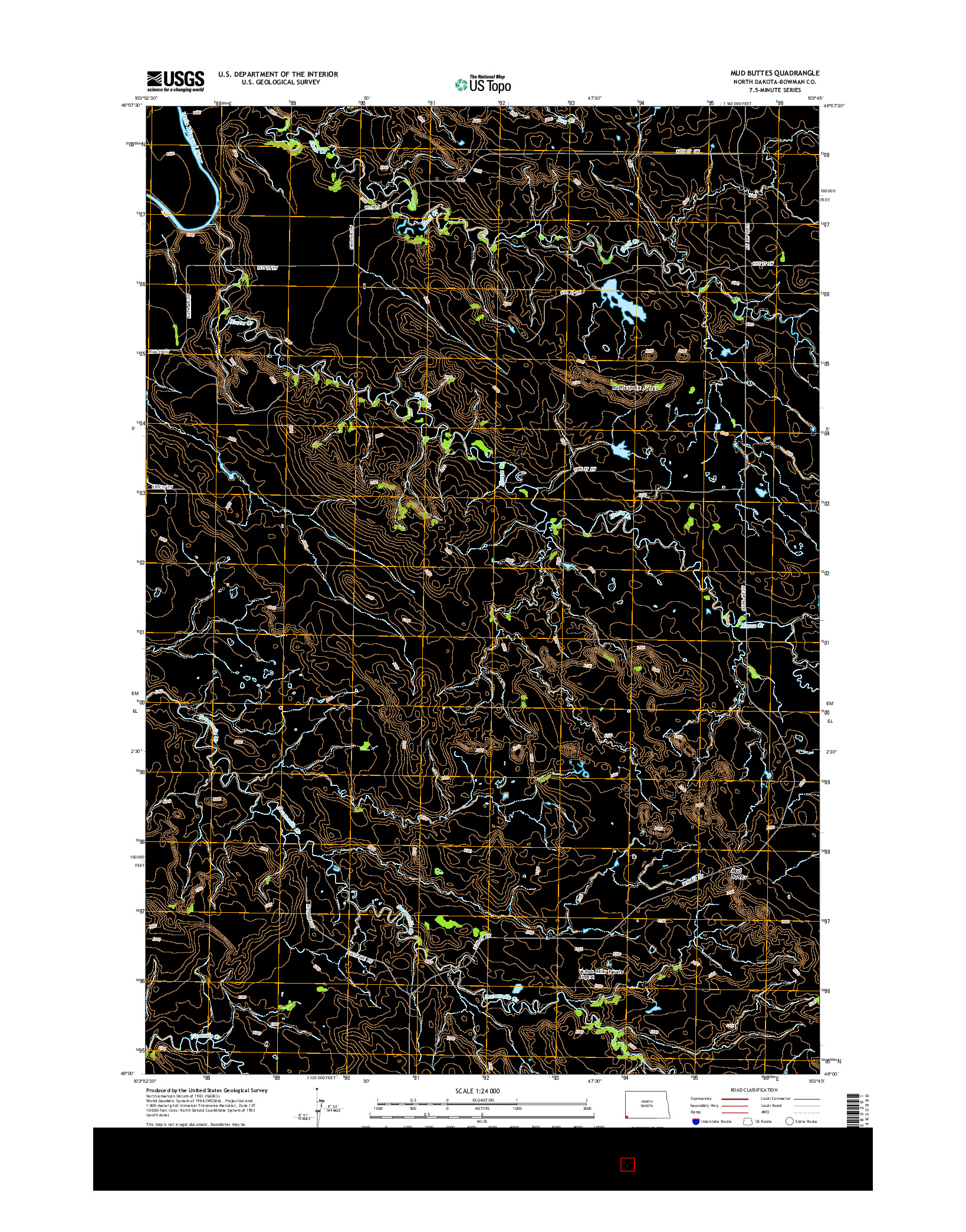 USGS US TOPO 7.5-MINUTE MAP FOR MUD BUTTES, ND 2014