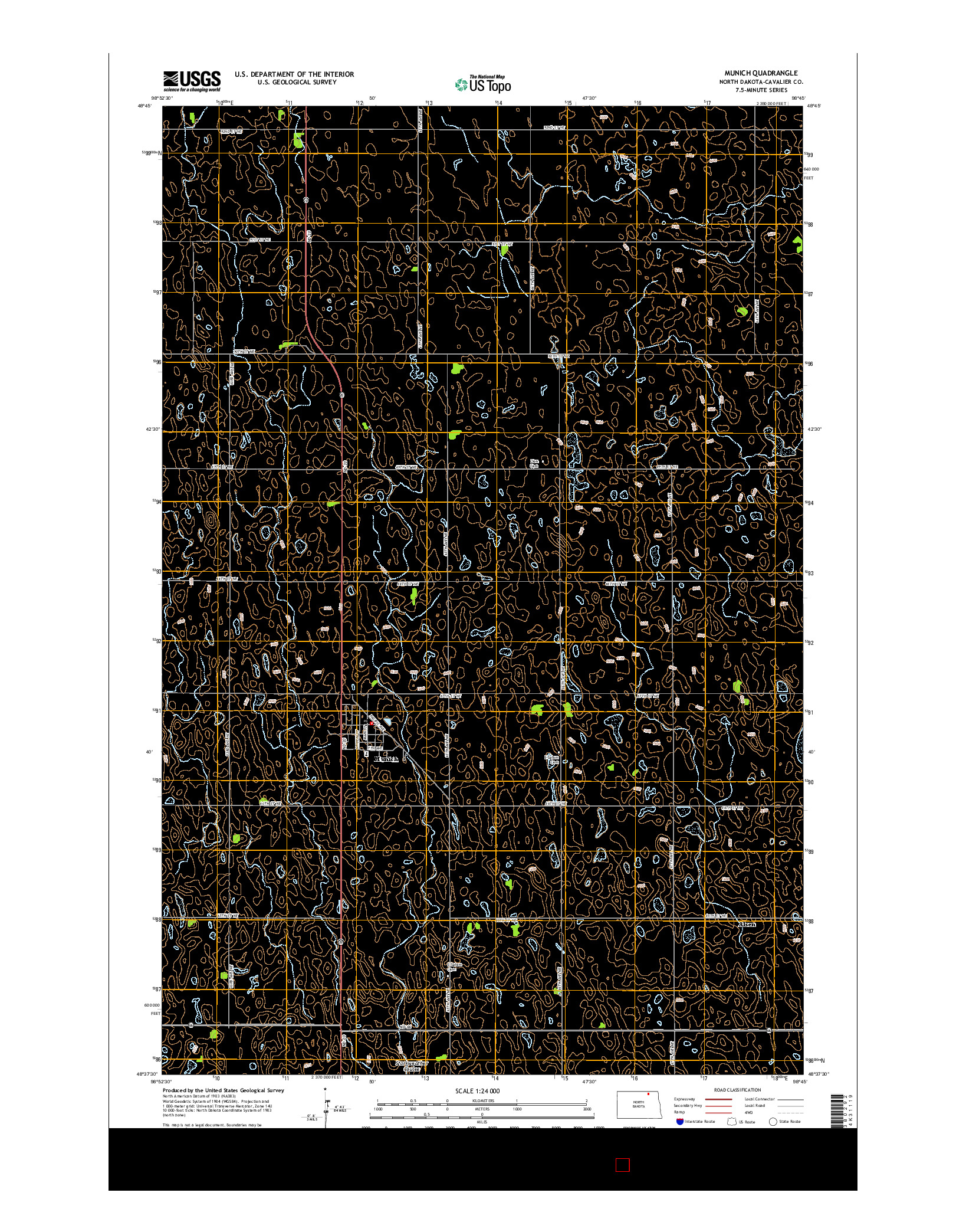 USGS US TOPO 7.5-MINUTE MAP FOR MUNICH, ND 2014