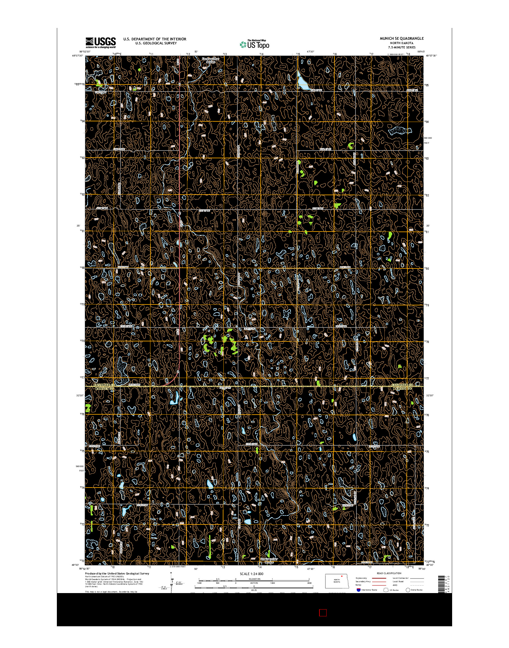 USGS US TOPO 7.5-MINUTE MAP FOR MUNICH SE, ND 2014