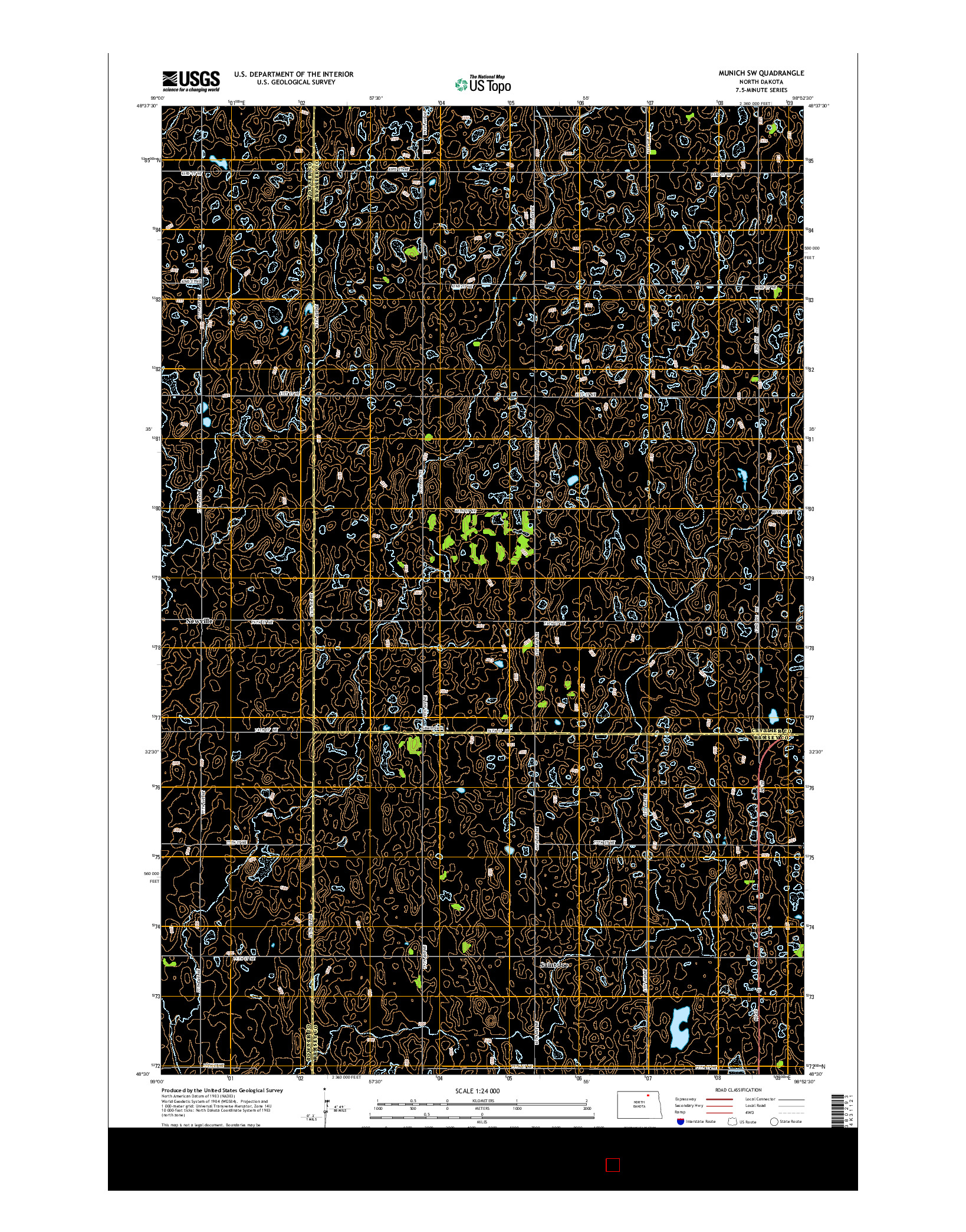 USGS US TOPO 7.5-MINUTE MAP FOR MUNICH SW, ND 2014