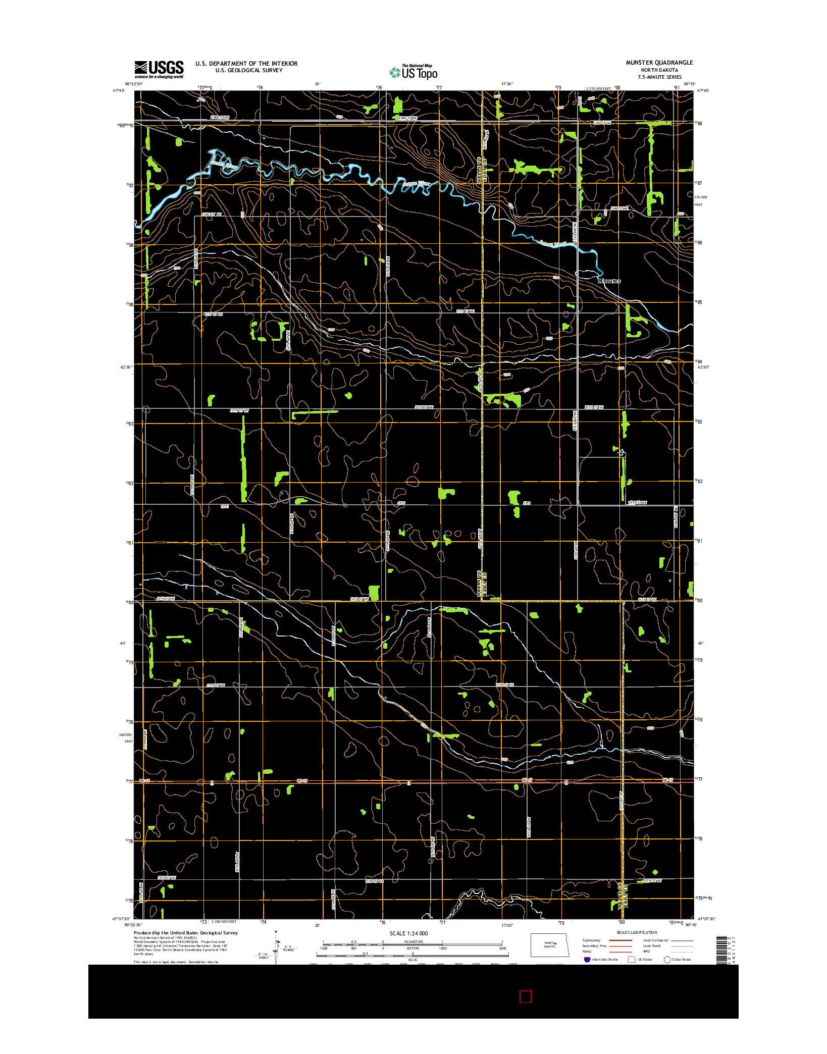USGS US TOPO 7.5-MINUTE MAP FOR MUNSTER, ND 2014