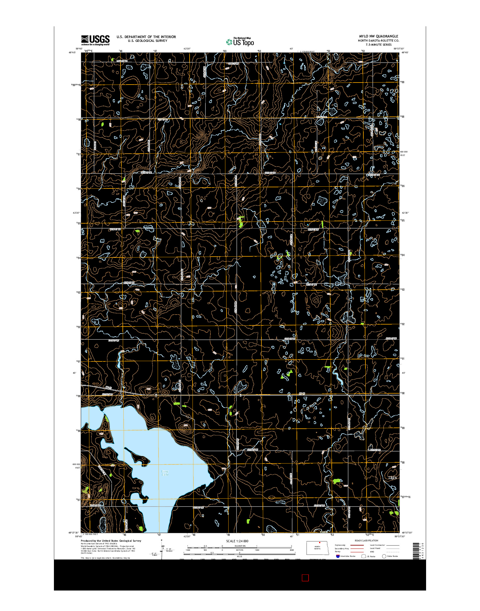 USGS US TOPO 7.5-MINUTE MAP FOR MYLO NW, ND 2014