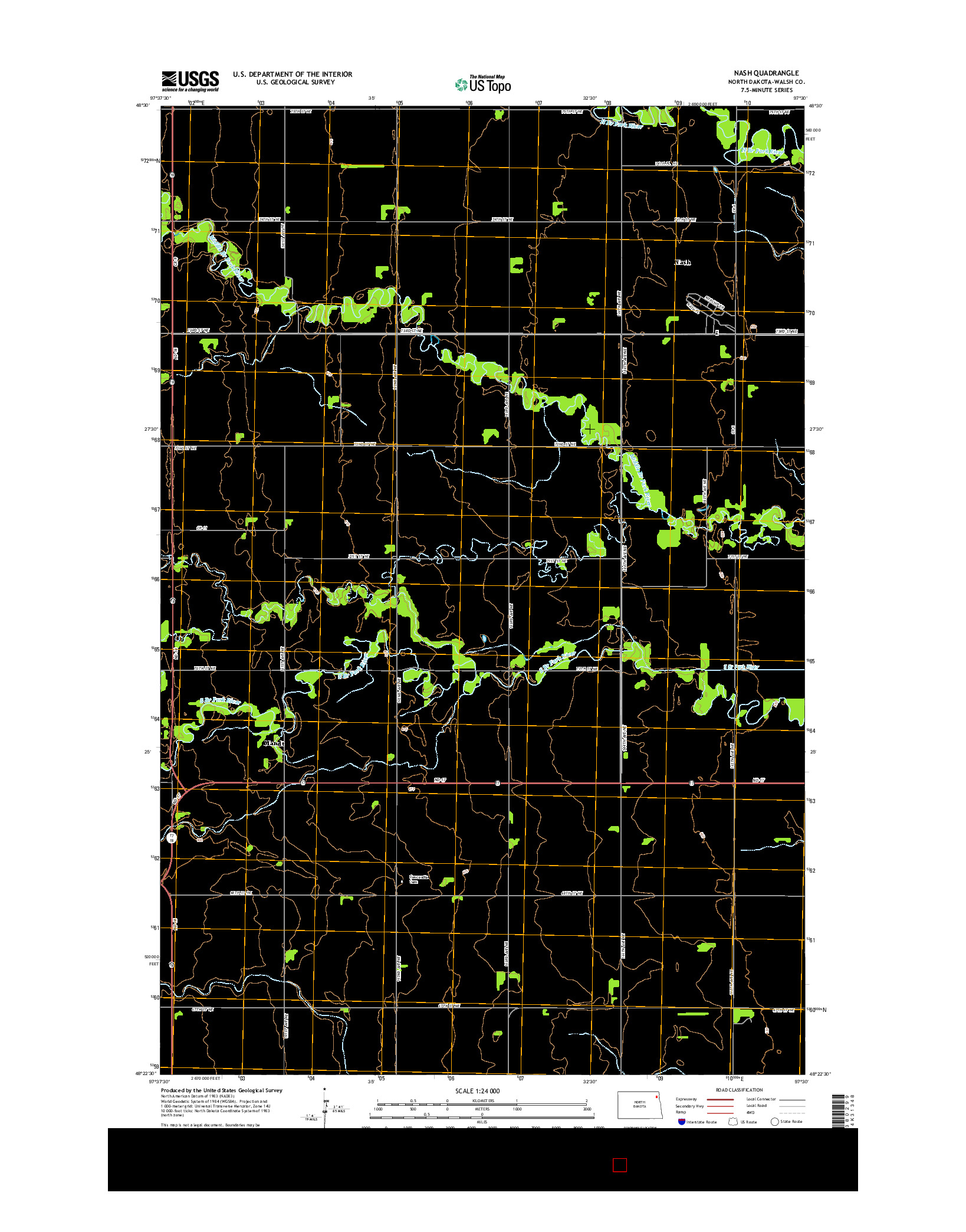 USGS US TOPO 7.5-MINUTE MAP FOR NASH, ND 2014